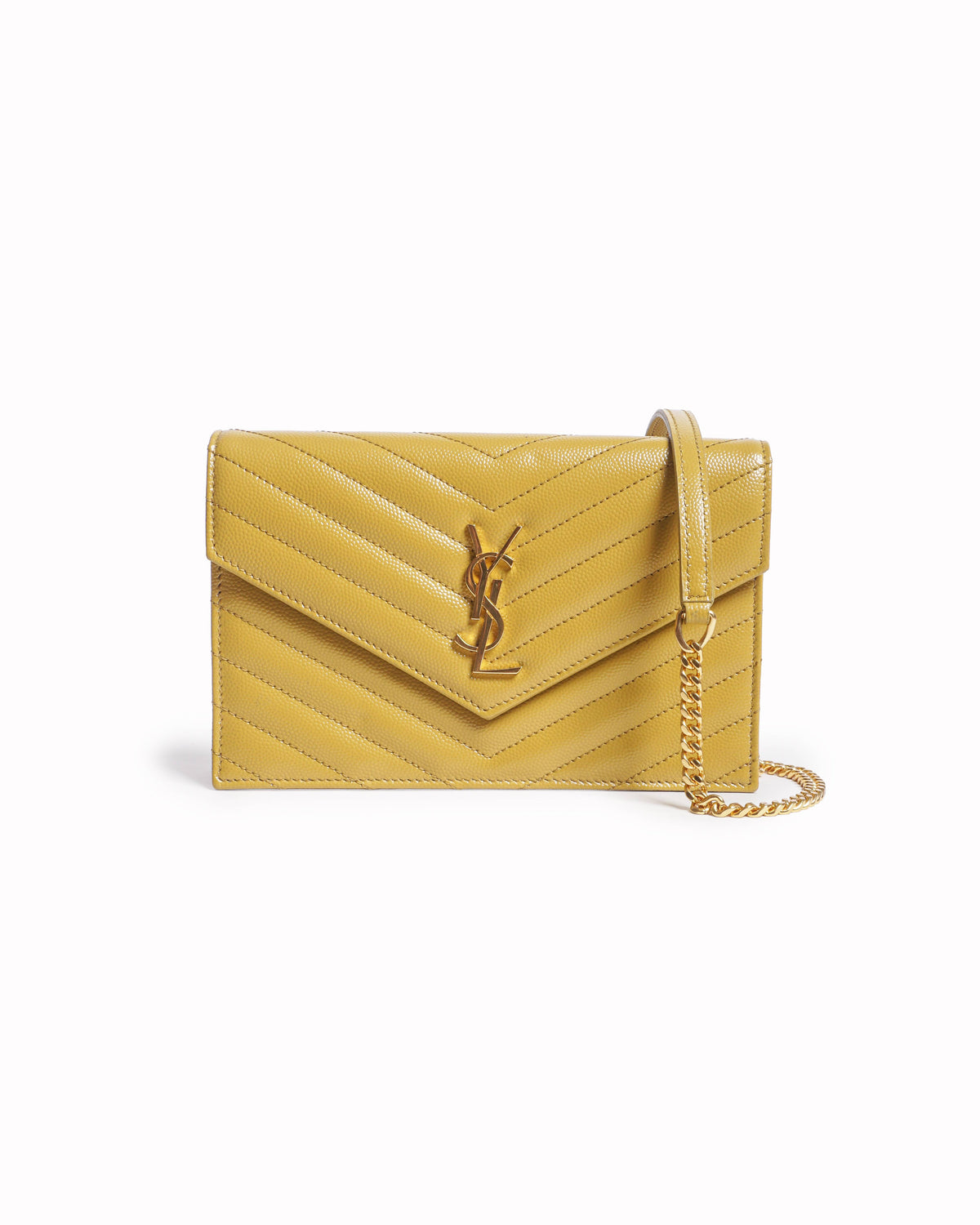 Saint Laurent Portefeuille Enveloppe Yellow Leather Crossbody Bag
