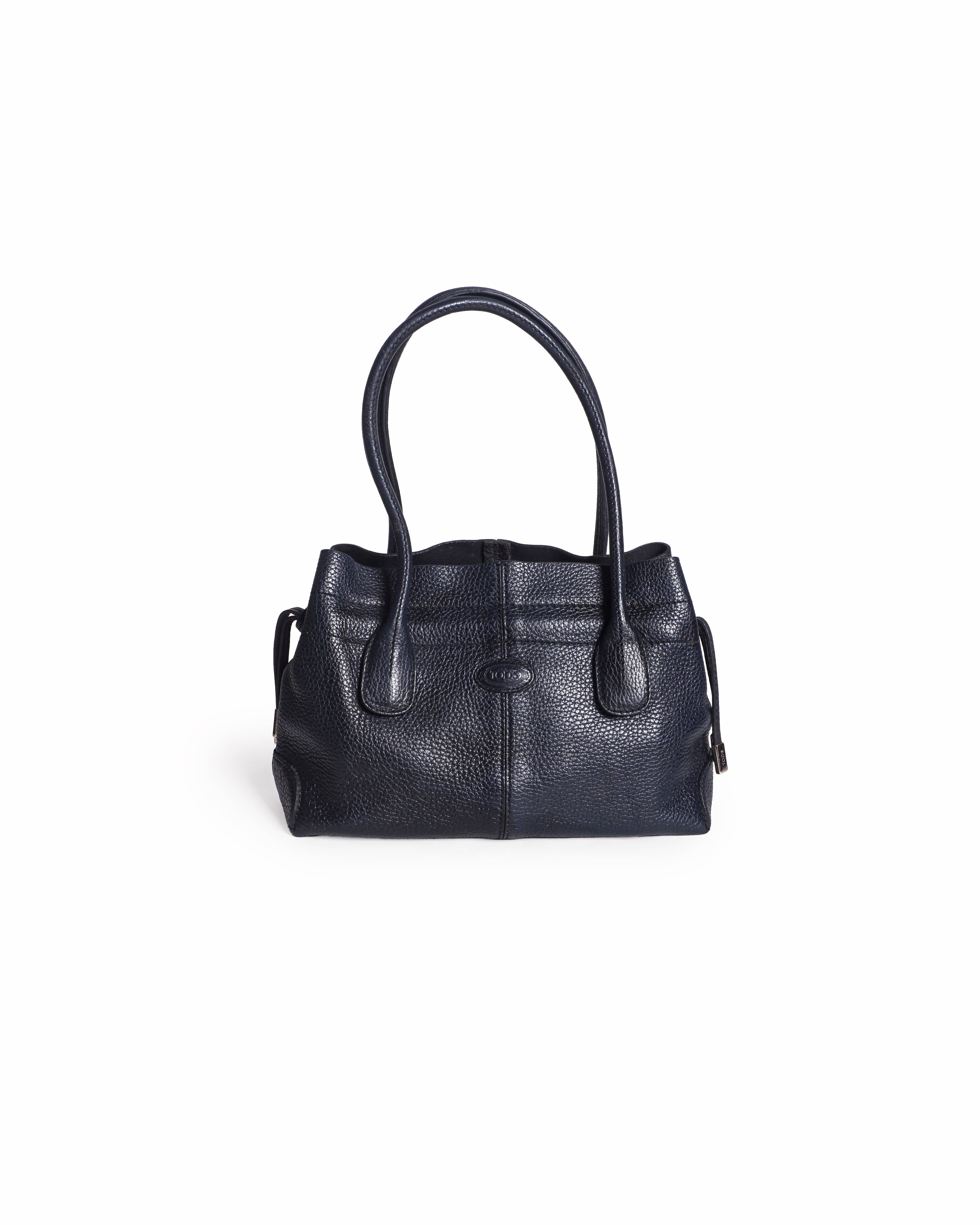 Tod's Dark Navy Pebbled Leather Shoulder Bag