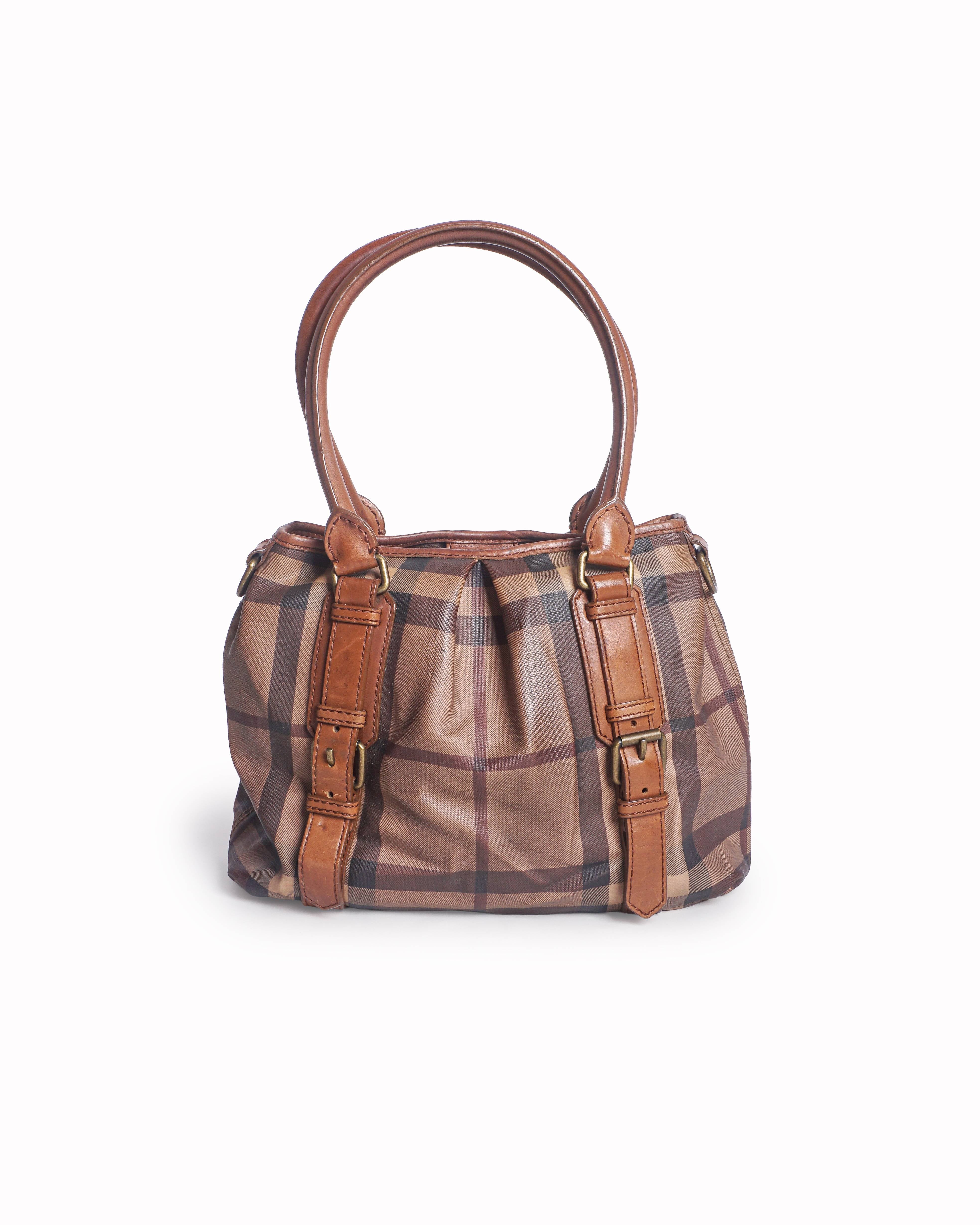 Burberry Brown House Check Coated Canvas Satchel