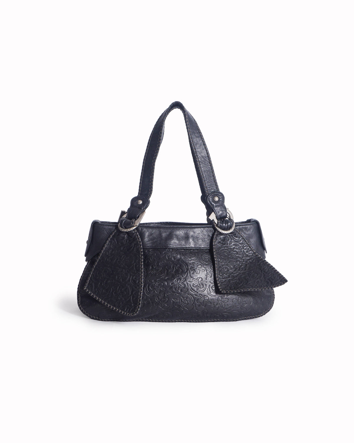 Salvatore Ferragamo Embossed Floral Leather Shoulder Bag