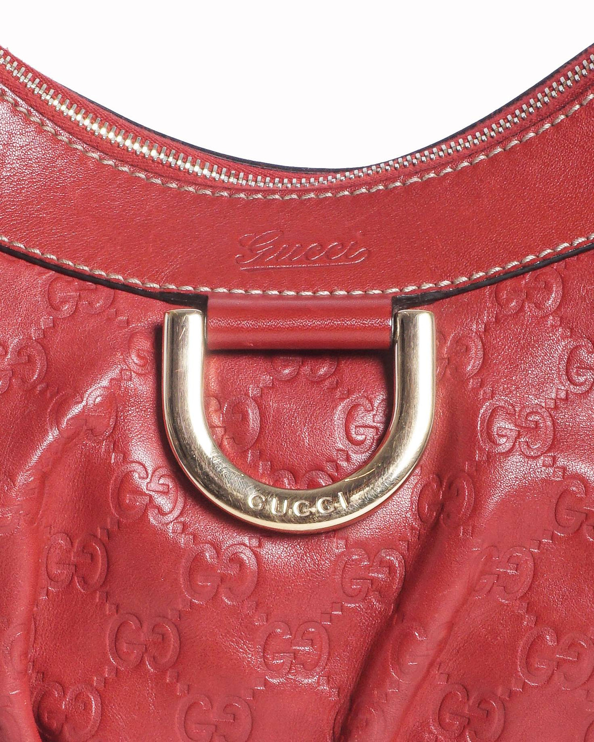 Gucci Red Guccissima Leather Abbey D-Ring Hobo Bag