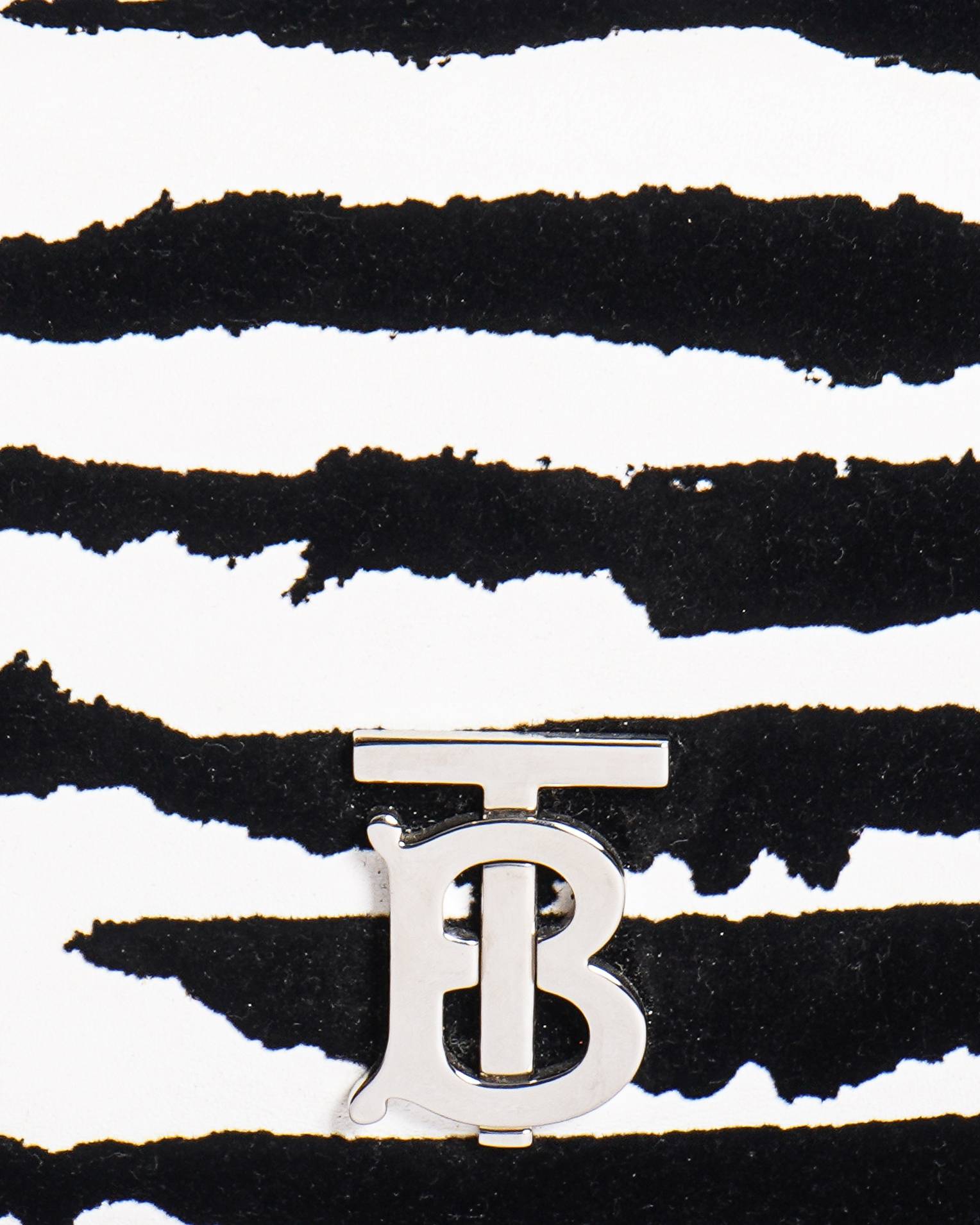 Burberry TB Logo Zebra Print Calfskin Leather Lola Shoulder Bag