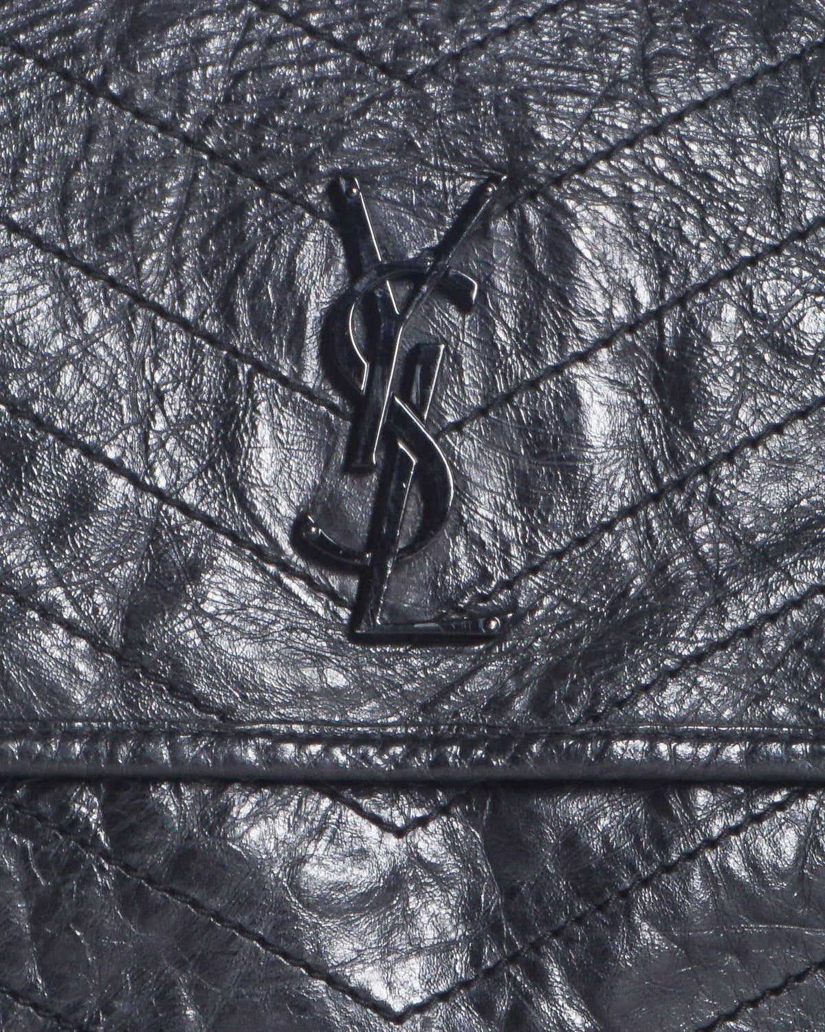 Saint Laurent Black Vintage Crinkled Calfskin Niki Medium Shoulder Bag