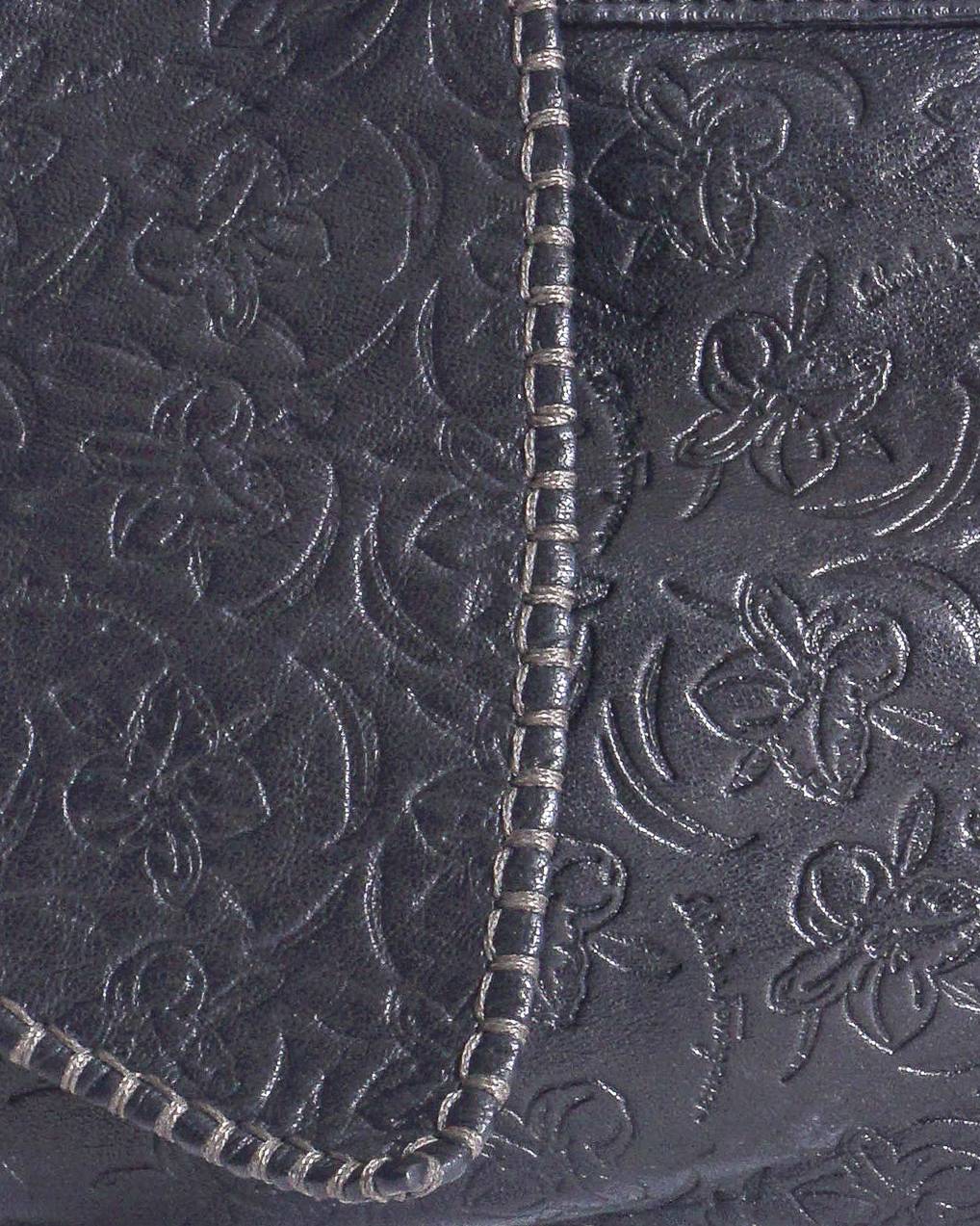 Salvatore Ferragamo Embossed Floral Leather Shoulder Bag