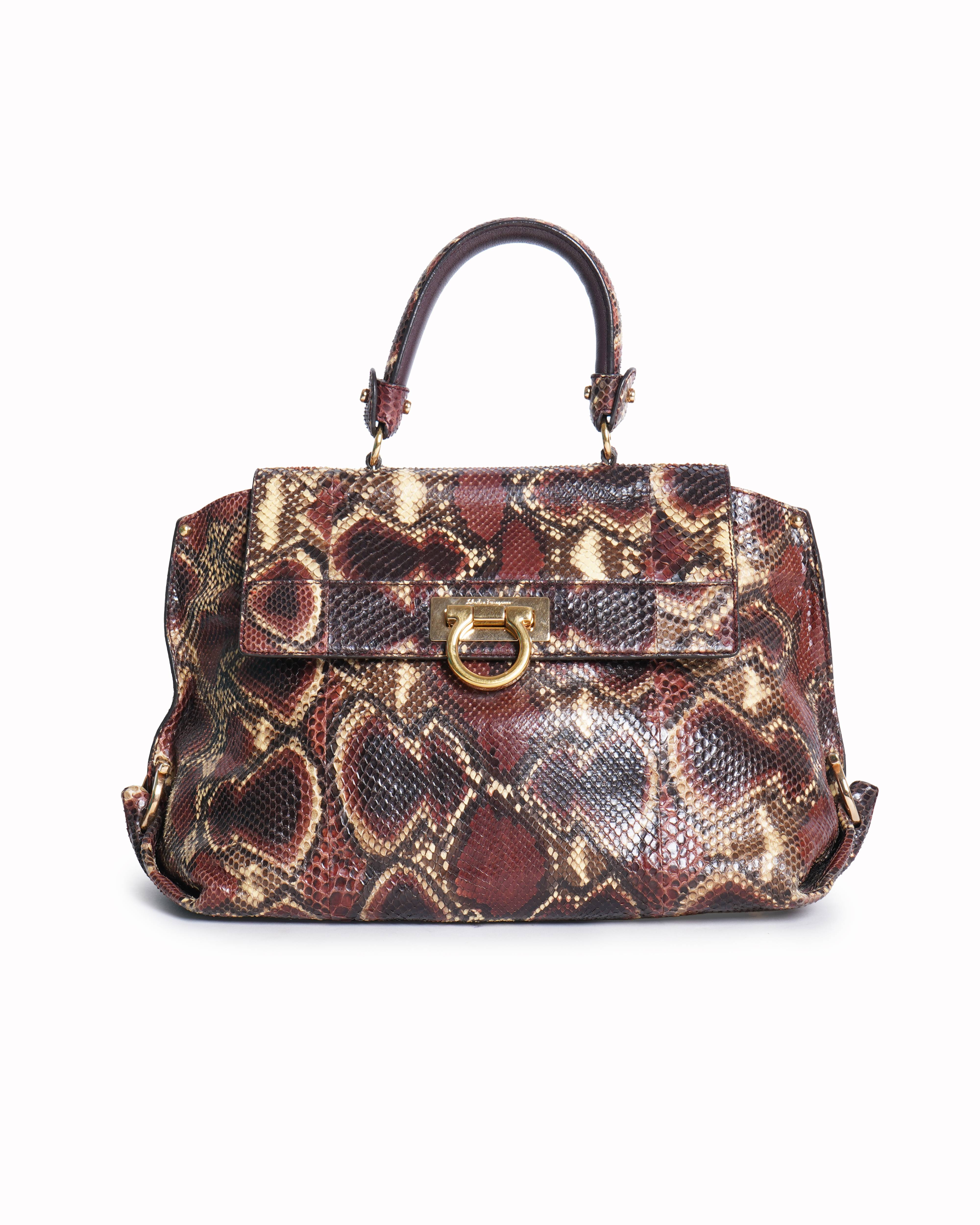 Salvatore Ferragamo Multicolour Python Large Sofia Satchel