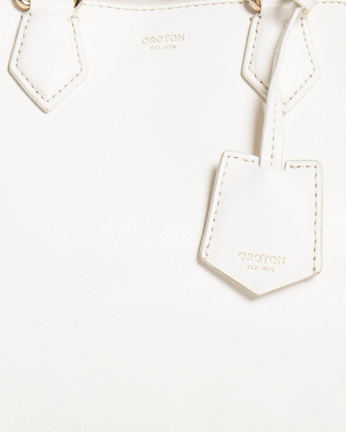 Oroton white saffiano leather handbag