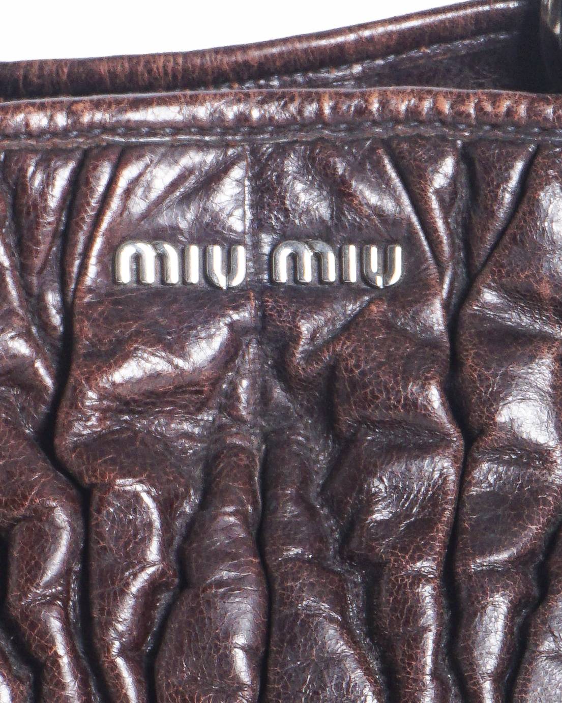 Miu Miu Dark Brown Nappa Matelassé Leather Tote Bag