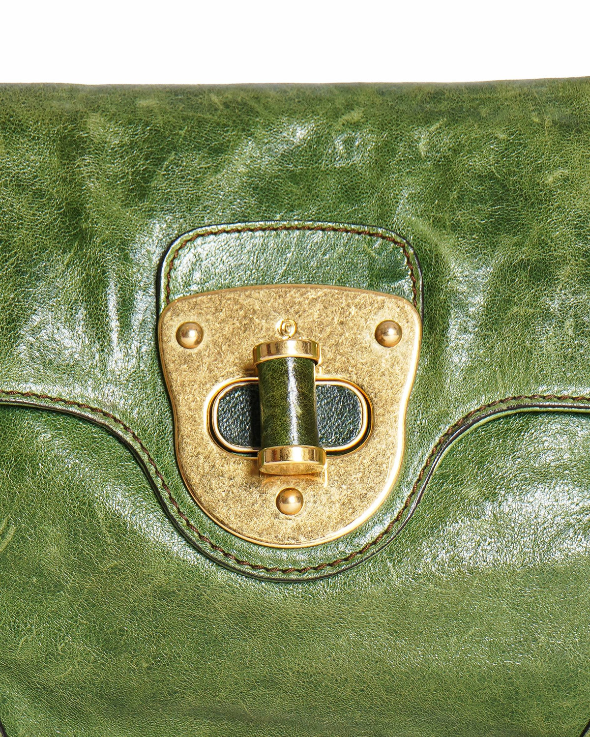Alexander McQueen Green leather flapper clutch