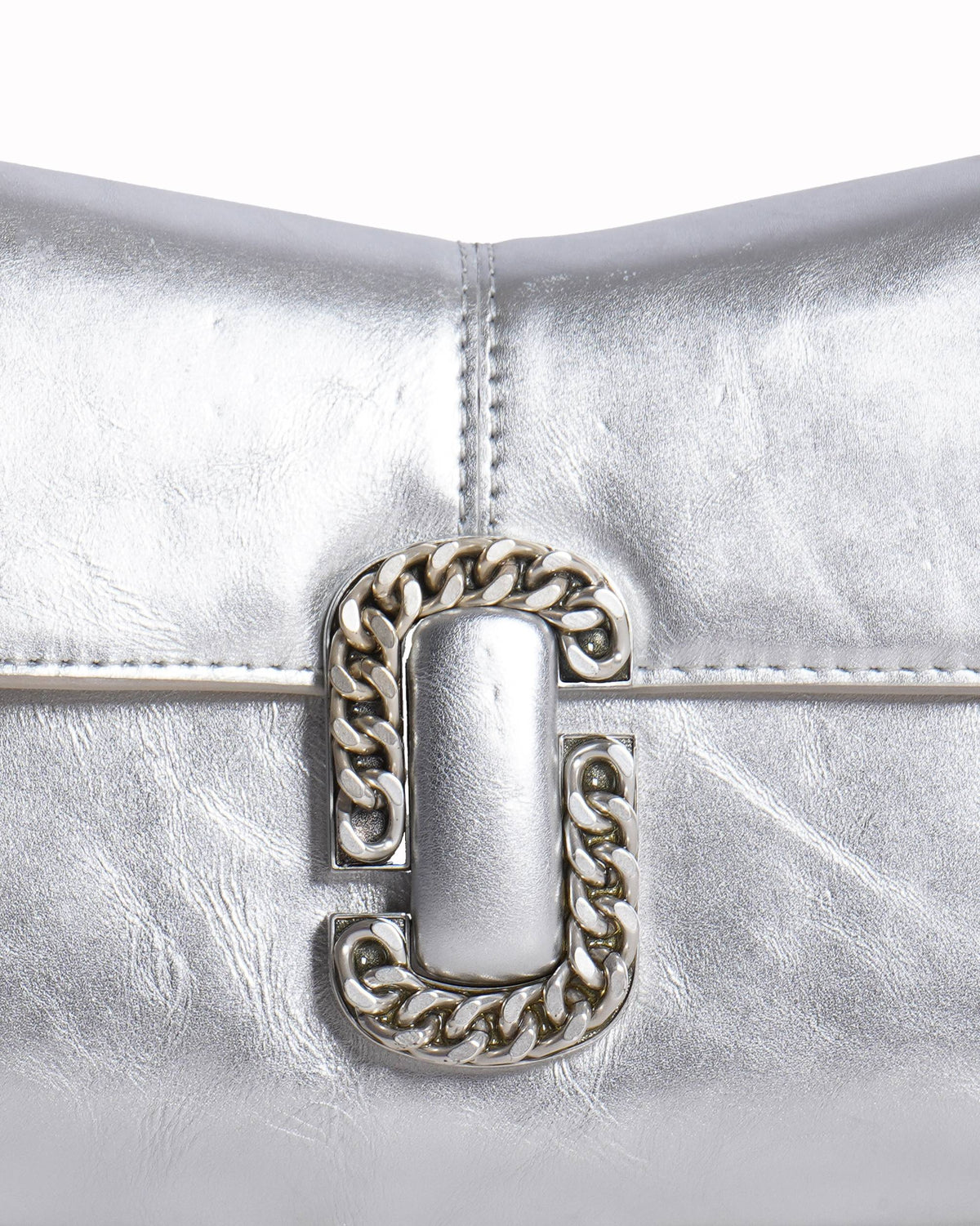 Marc Jacobs Leather Shoulder Bag In Silver Tone