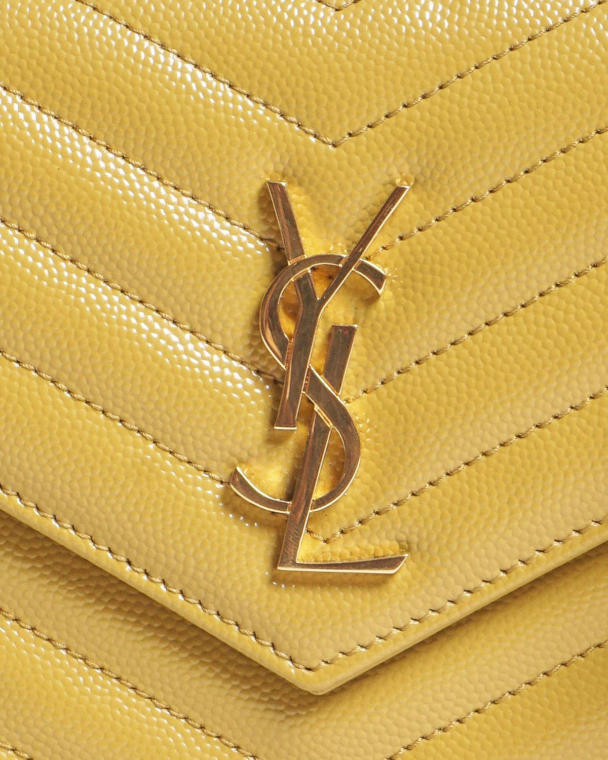 Saint Laurent Portefeuille Enveloppe Yellow Leather Crossbody Bag