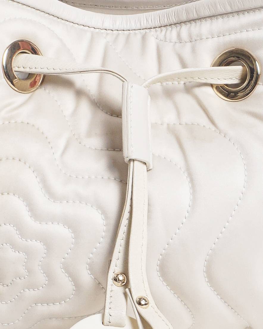 Montblanc White Nylon & Leather Starisma Dalila Drawstring Hobo