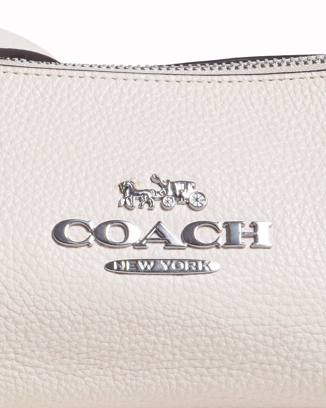 Coach Charlotte White Leather Shoulder Bag with Rainbow Chain
