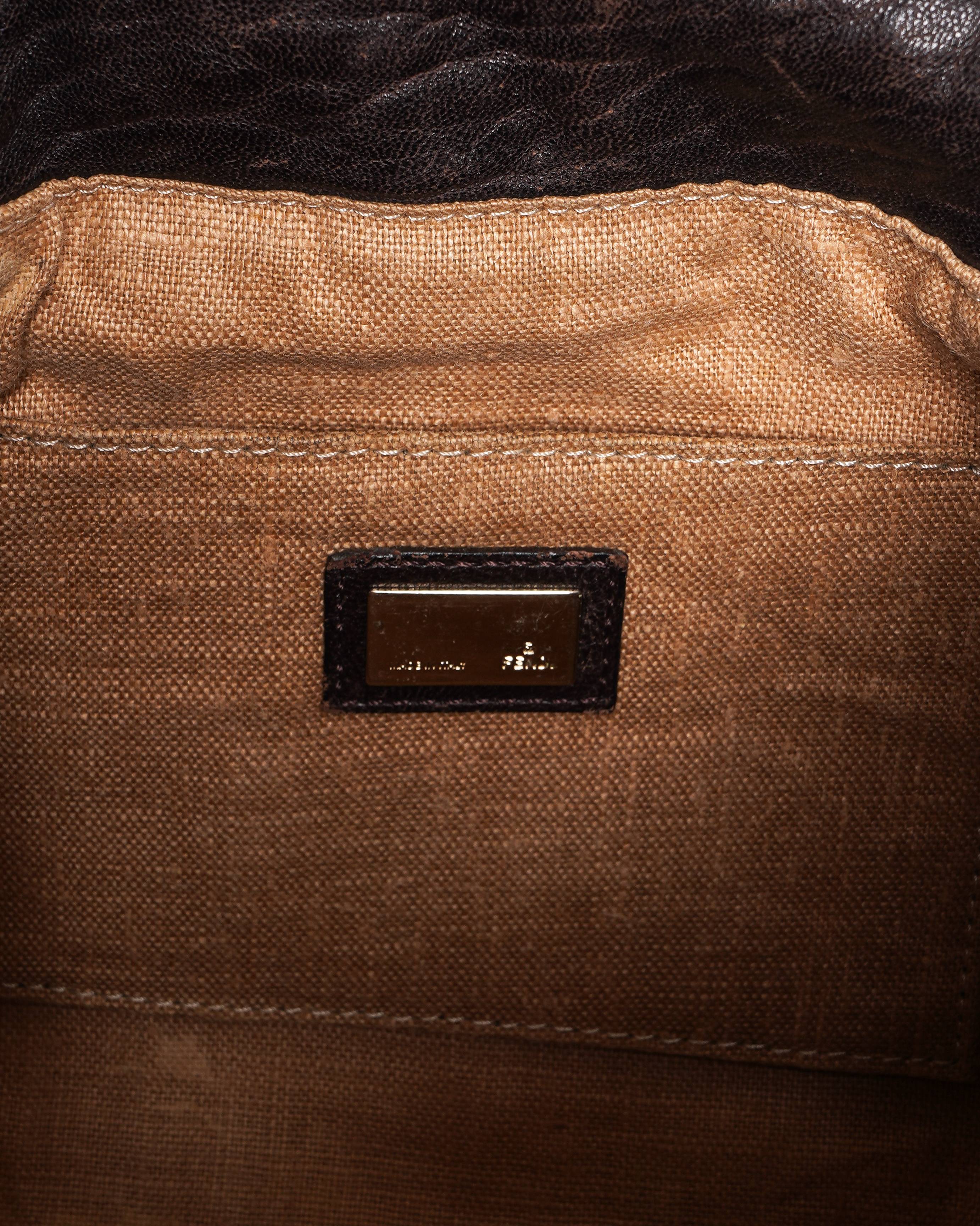 Fendi Tobacco Zucca Print and Tortuga Leather Baby Spy Bag