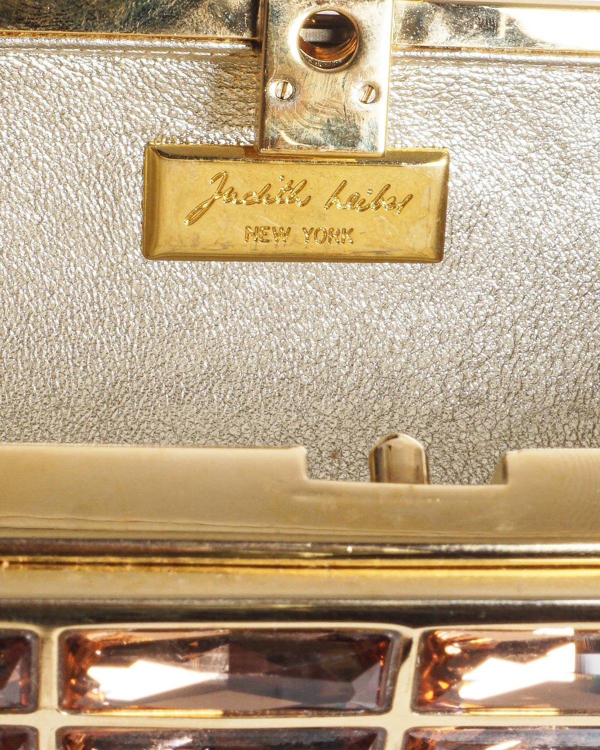 Judith Leiber Champagne Goddess Baguette Crystal Clutch