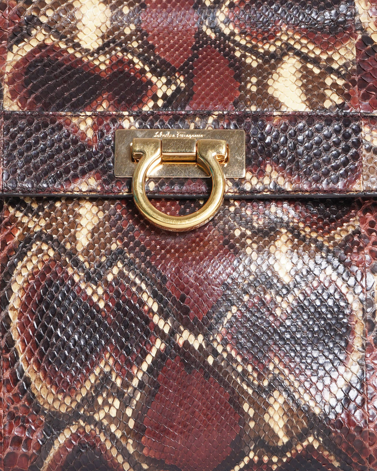 Salvatore Ferragamo Multicolour Python Large Sofia Satchel