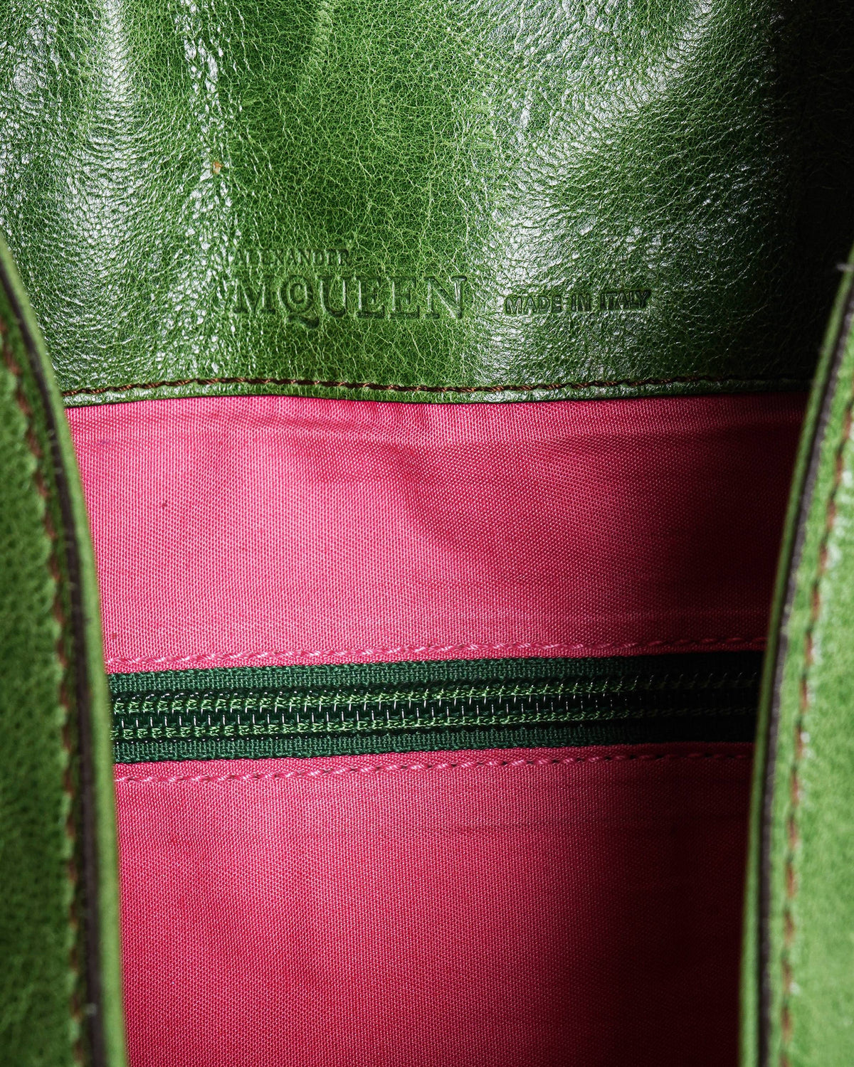 Alexander McQueen Green leather flapper clutch