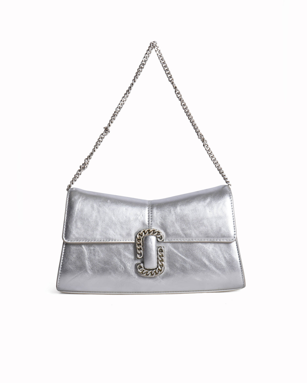 Marc Jacobs Leather Shoulder Bag In Silver Tone