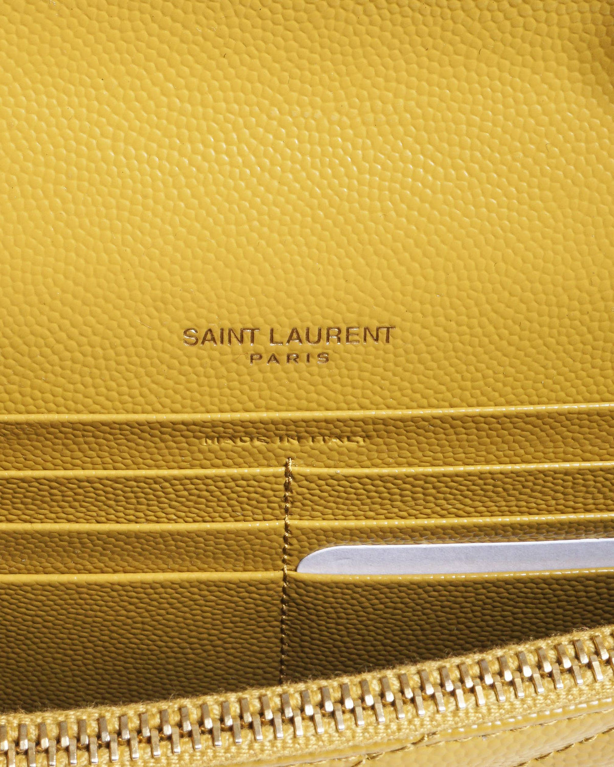 Saint Laurent Portefeuille Enveloppe Yellow Leather Crossbody Bag