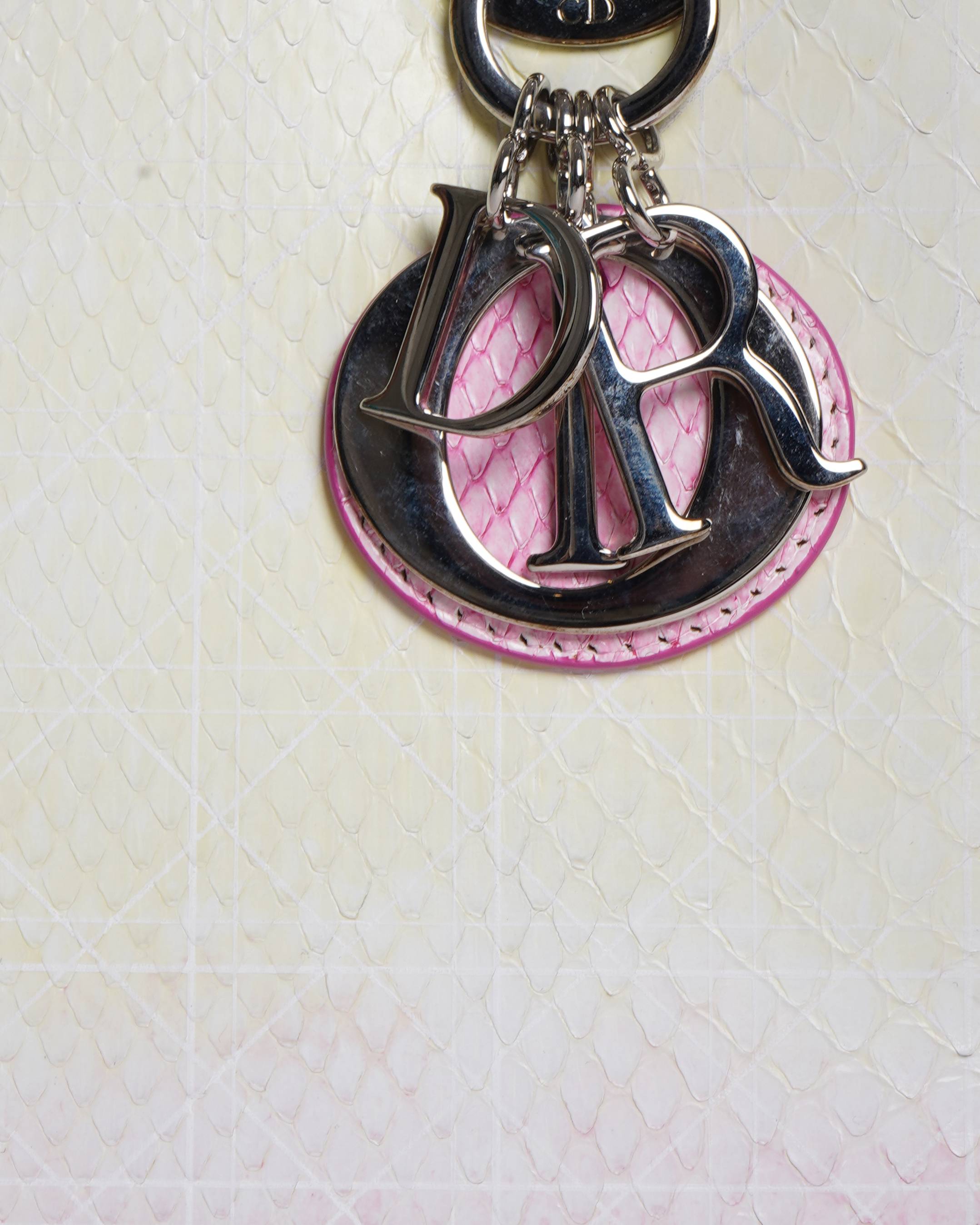 Christian dior yellow-pink python lady dior bag