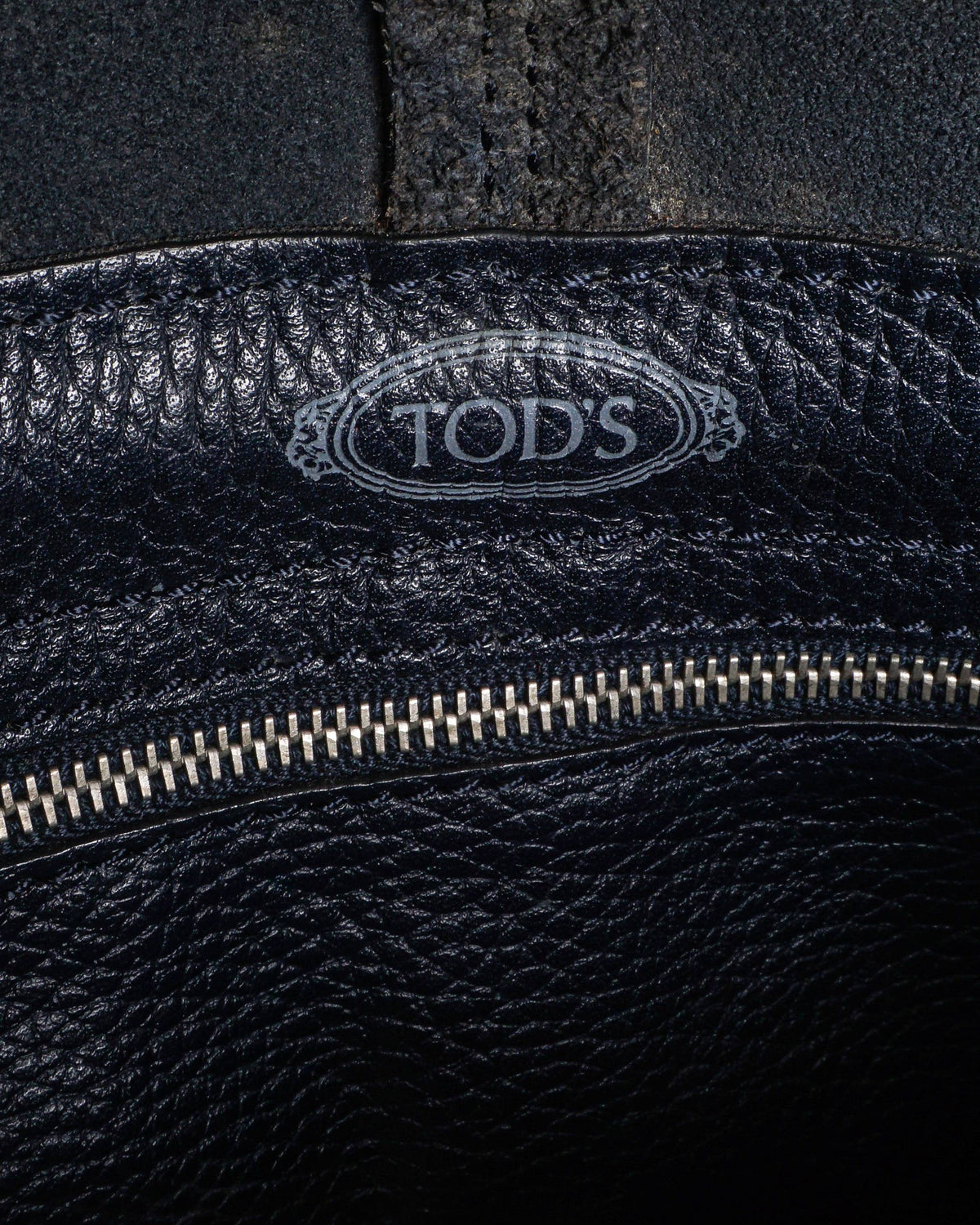 Tod's Dark Navy Pebbled Leather Shoulder Bag