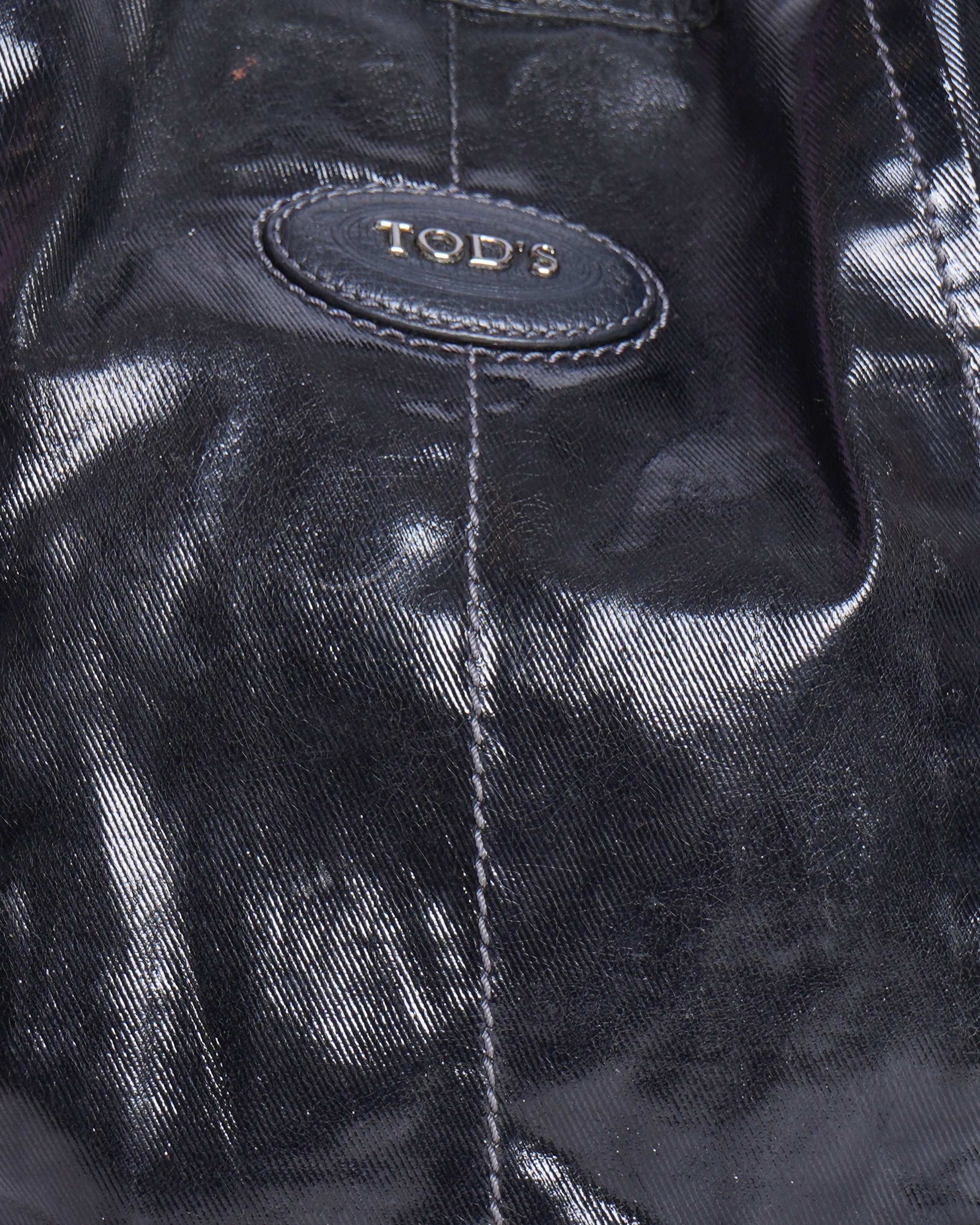 Tod's Black Coated Canvas G-Bag Sacca Grande Tote Bag