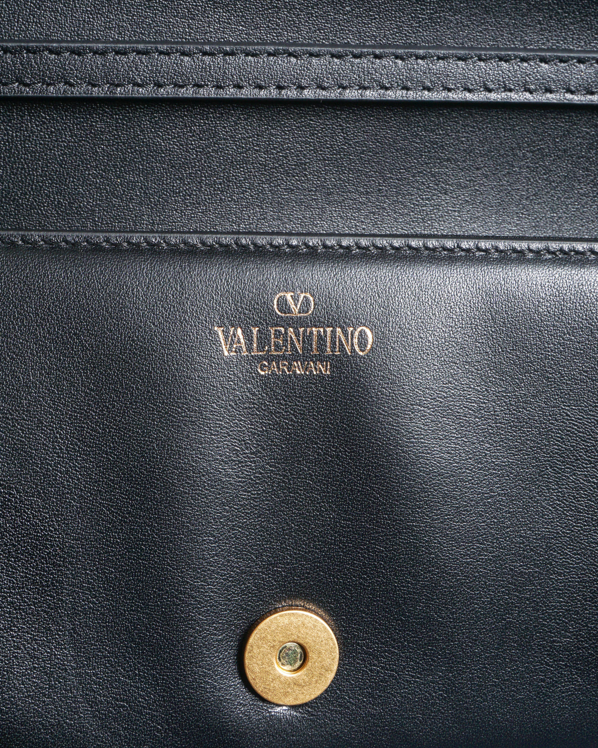 Valentino Black Lambskin Leather VLOGO Flap Shoulder Bag