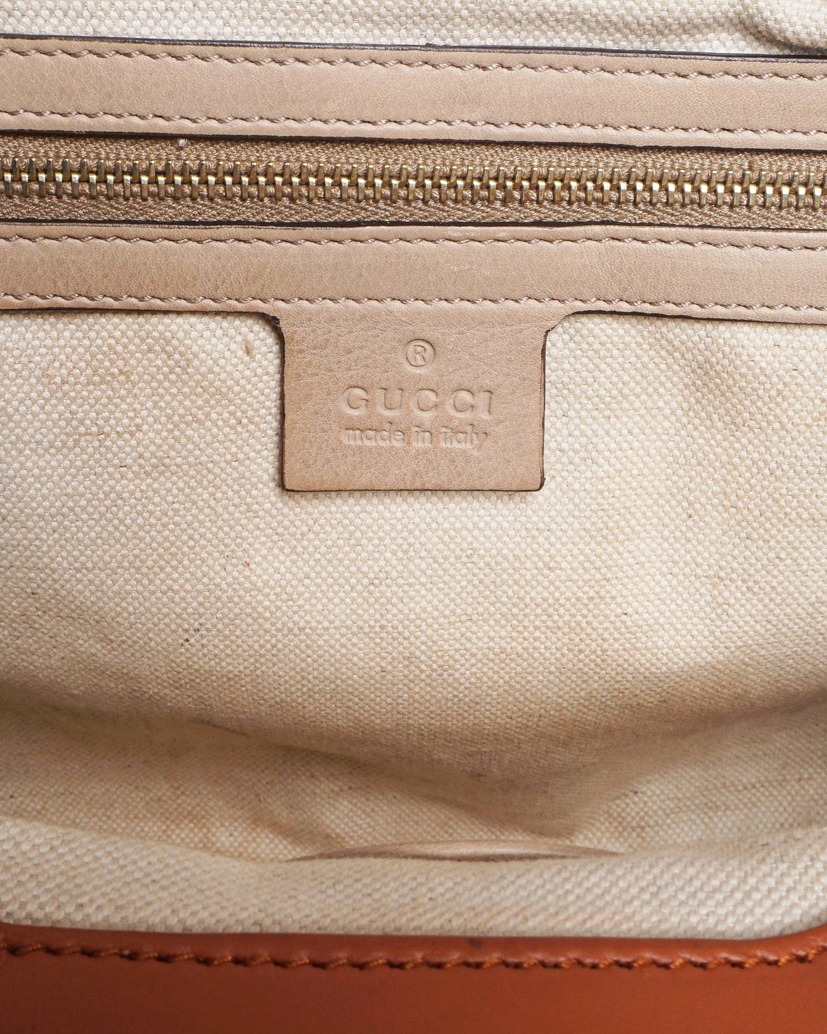 Gucci Cognac Leather Bamboo Tassel Clutch Bag