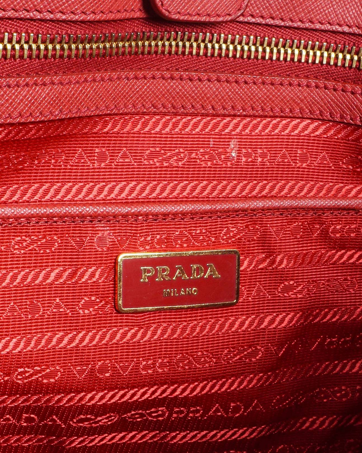 Prada Red Saffiano Lux Leather Large Tote Bag