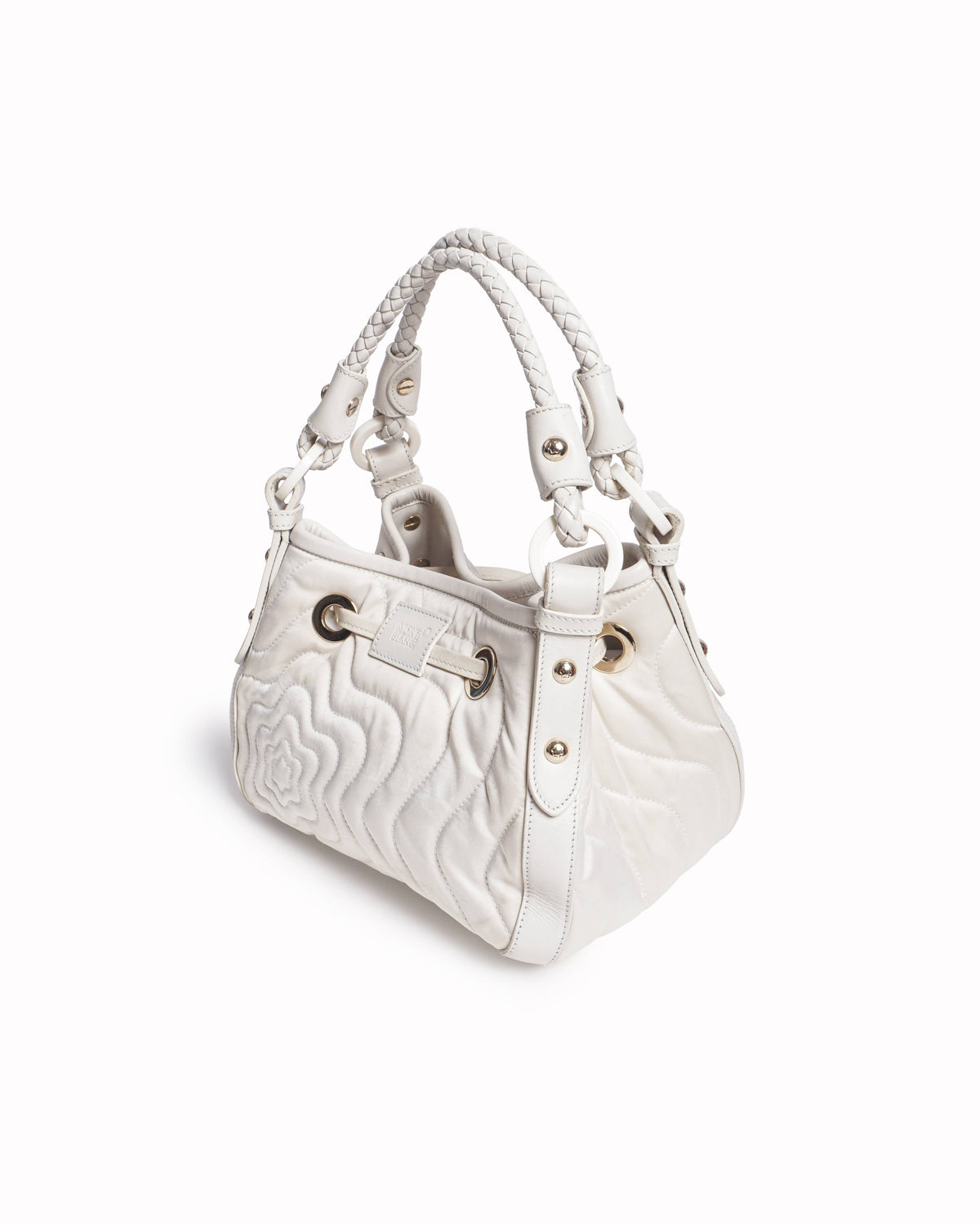 Montblanc White Nylon & Leather Starisma Dalila Drawstring Hobo