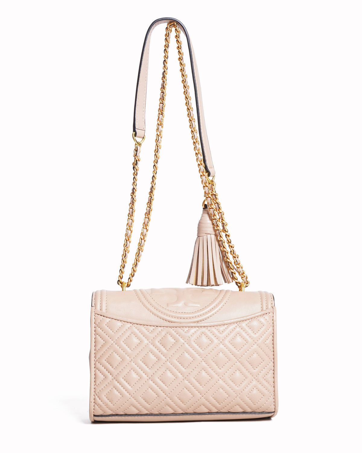 Tory Burch Quilted Fleming Convertible Shoulder Bag In Beige