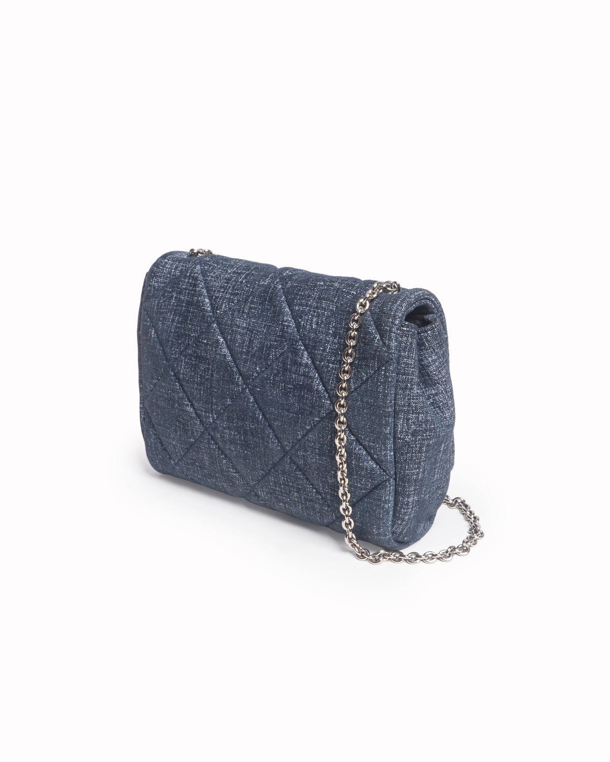 Salvatore Ferragamo Blue Quilted Denim Vara Bow Small Crossbody Bag