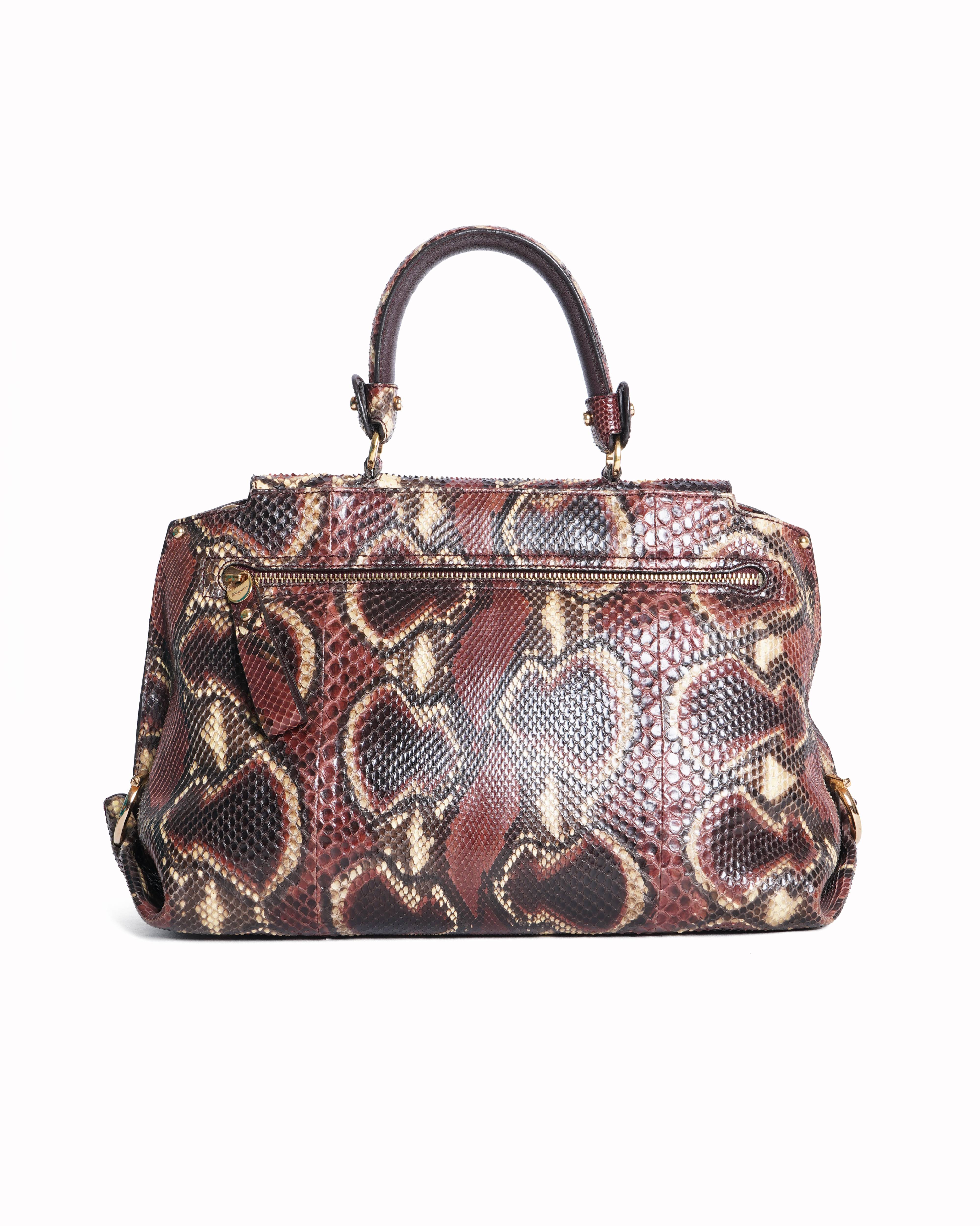 Salvatore Ferragamo Multicolour Python Large Sofia Satchel