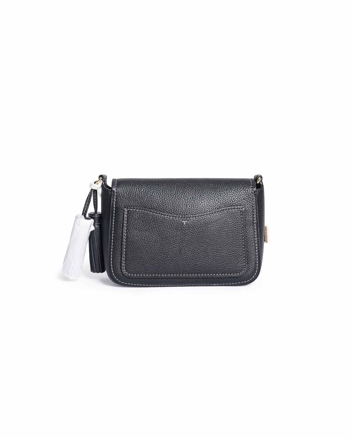 Tory Burch Thea Black Pebbled Leather Flap Crossbody Bag