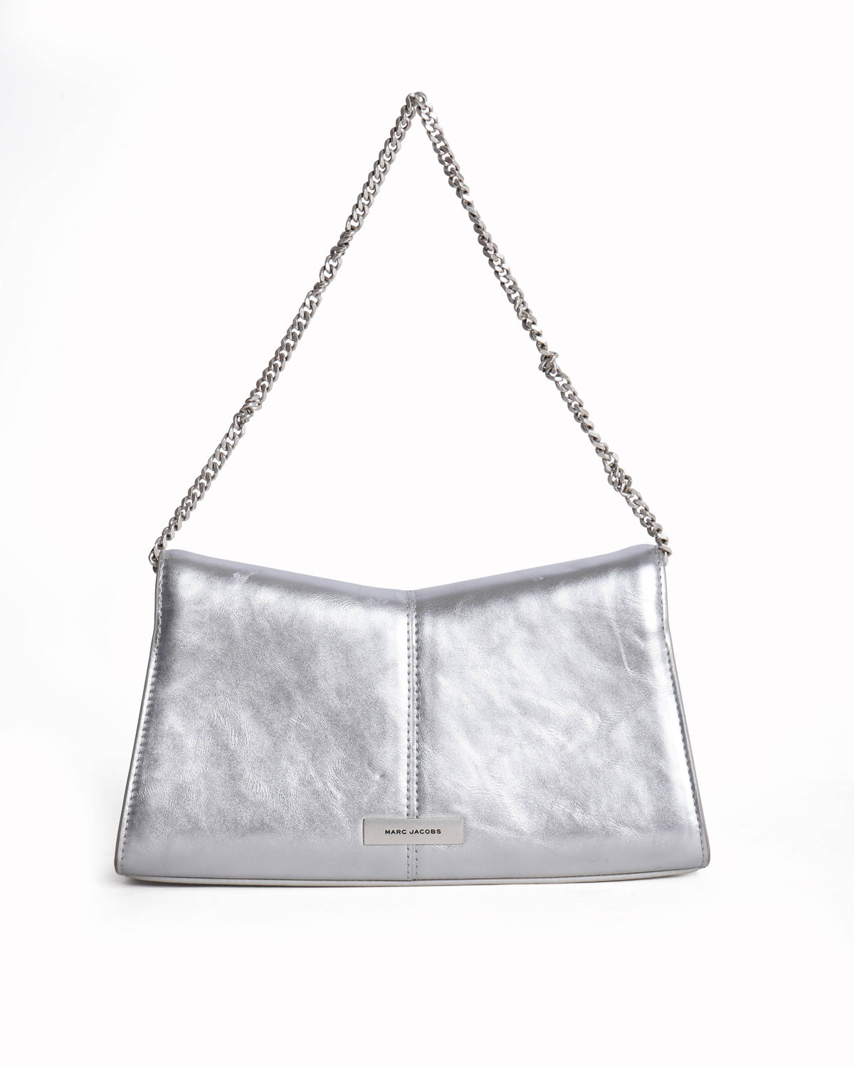 Marc Jacobs Leather Shoulder Bag In Silver Tone