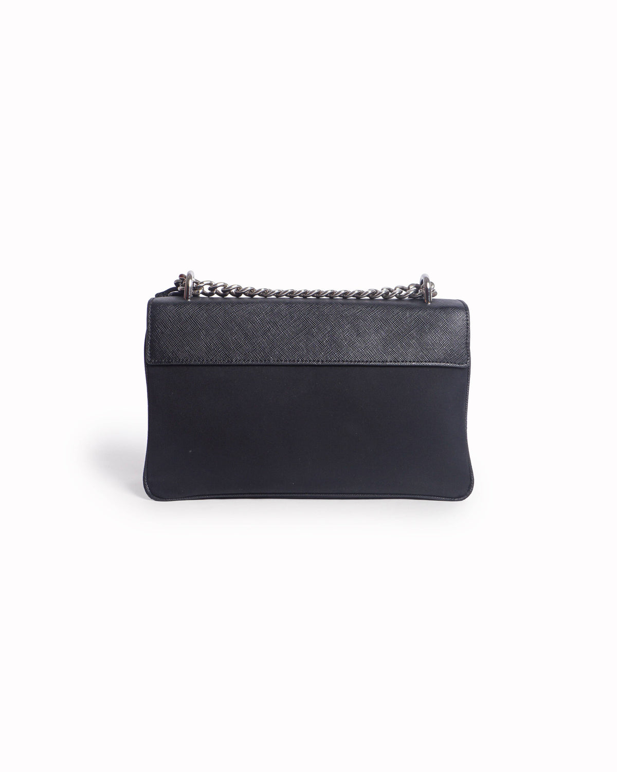 Prada Black Saffiano Leather Turn-Lock Chain Crossbody Bag