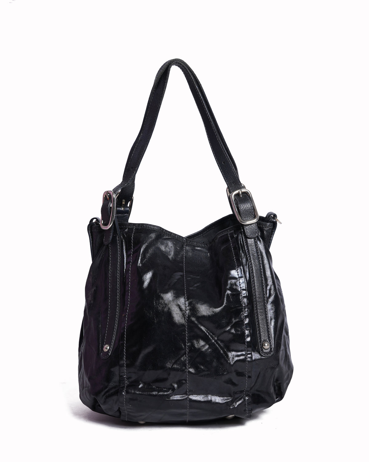 Tod's Black Coated Canvas G-Bag Sacca Grande Tote Bag