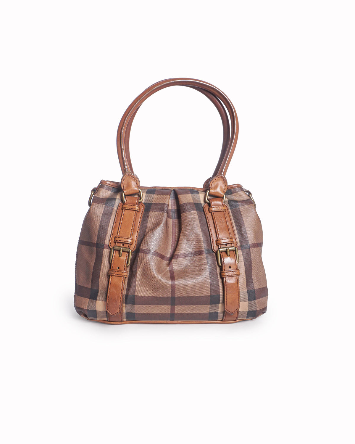 Burberry Brown House Check Coated Canvas Satchel
