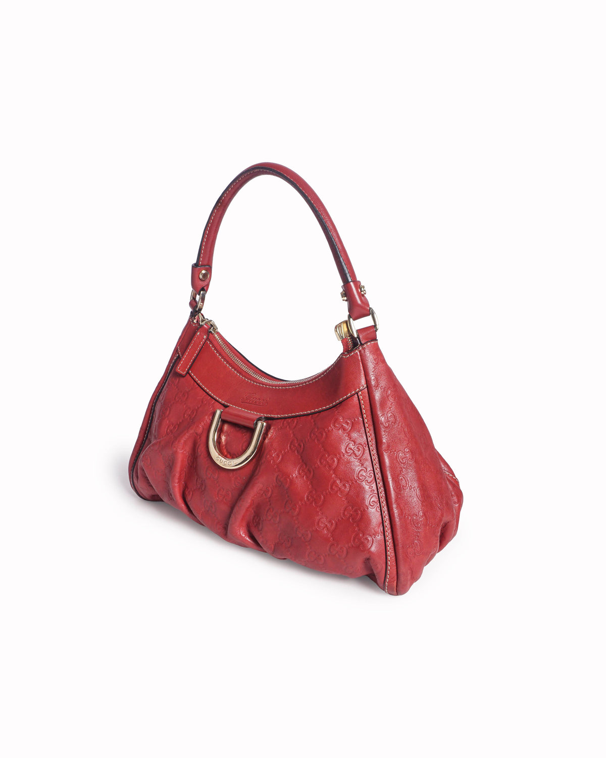 Gucci Red Guccissima Leather Abbey D-Ring Hobo Bag