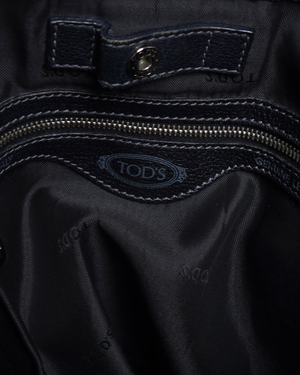 Tod's Black Coated Canvas G-Bag Sacca Grande Tote Bag