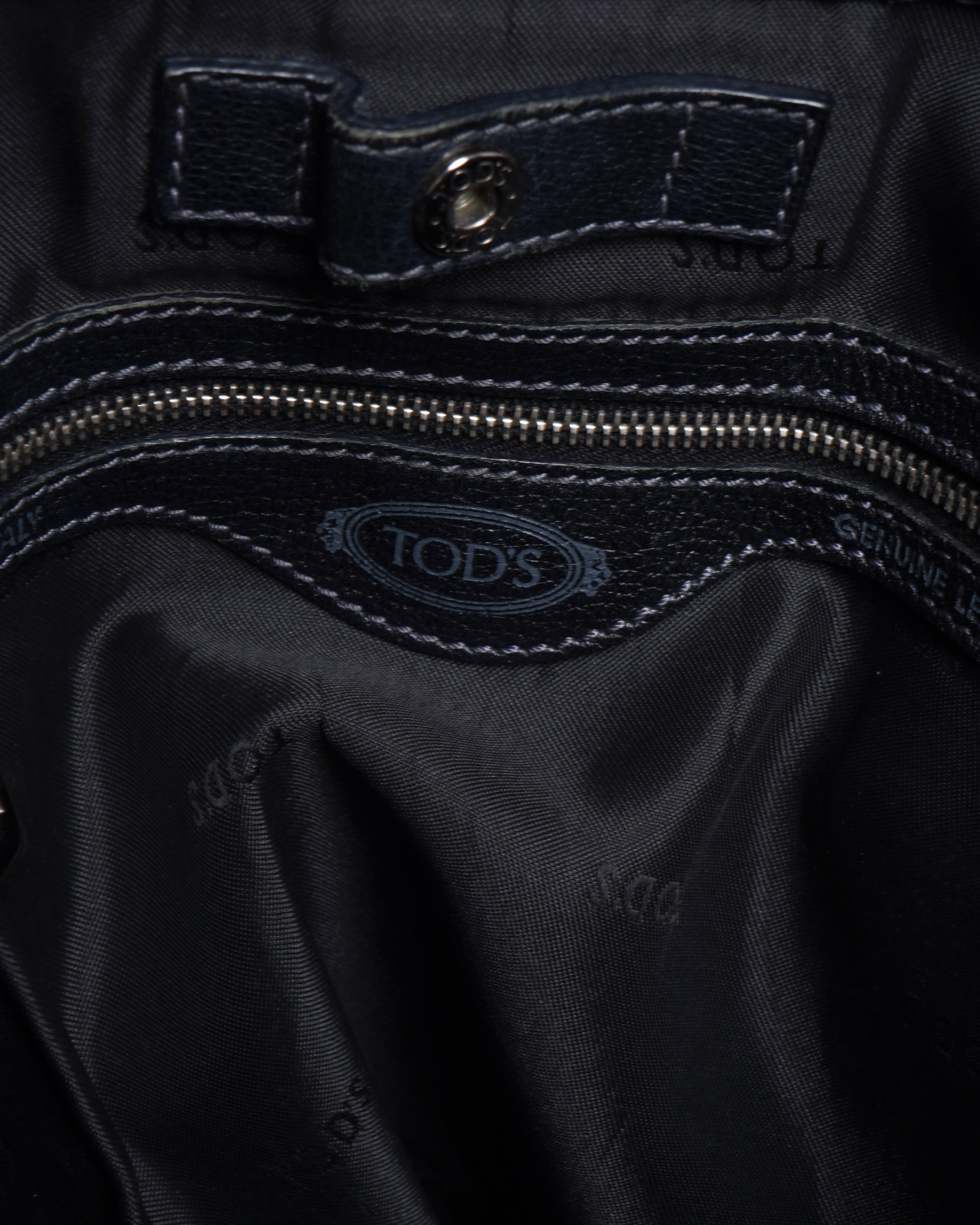 Tod's Black Coated Canvas G-Bag Sacca Grande Tote Bag