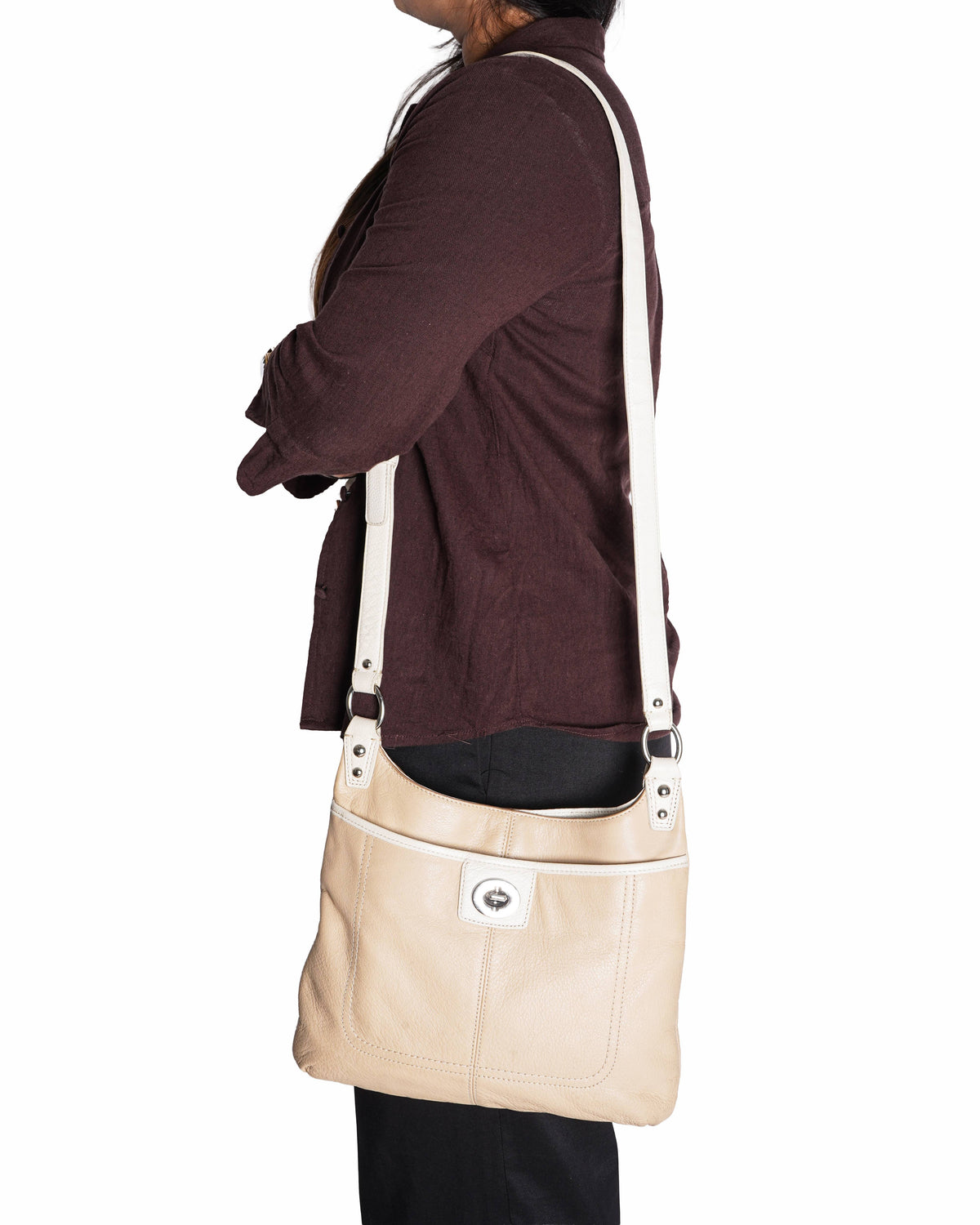 Coach Leather Turnlock Rocket Shoulder Bag