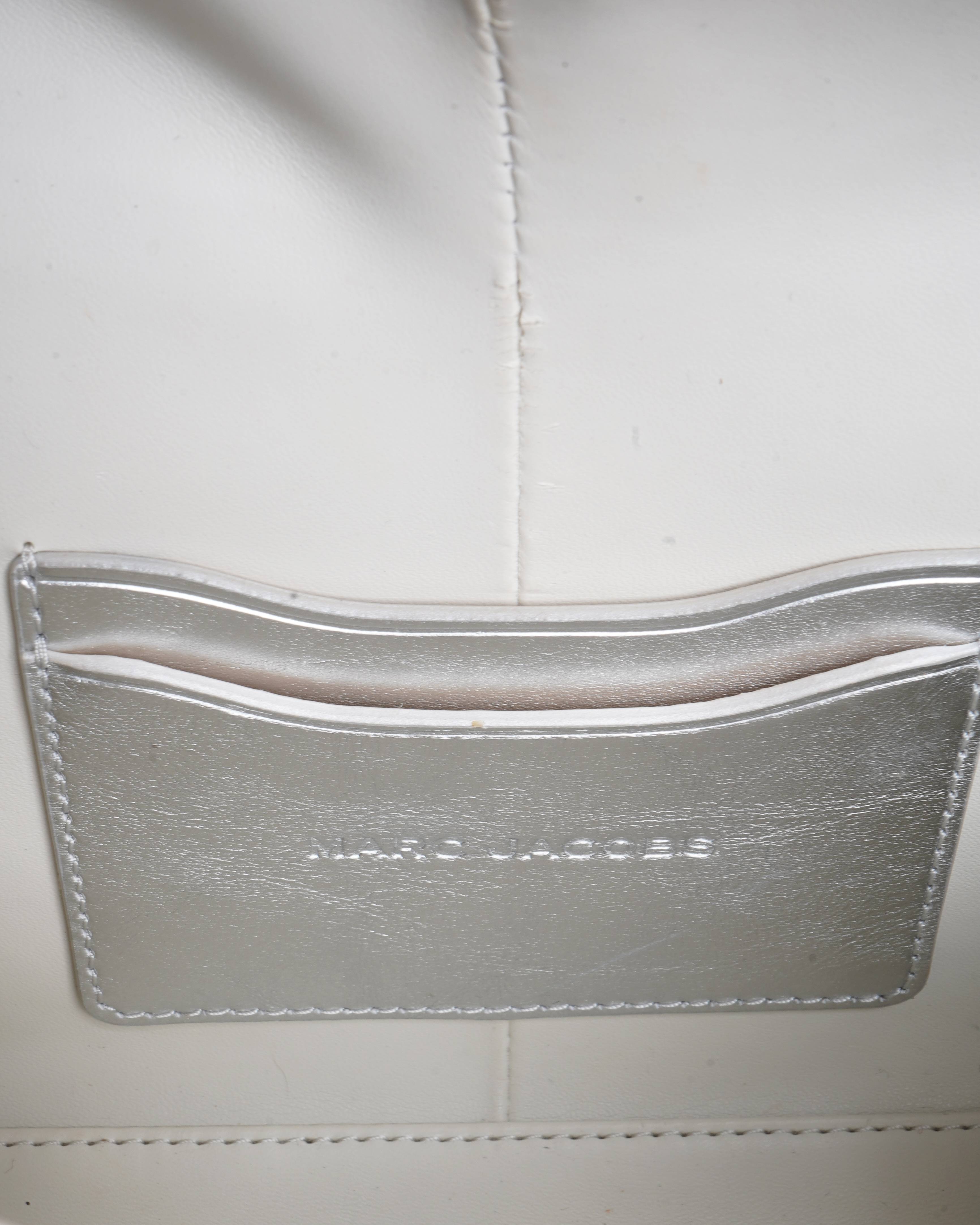 Marc Jacobs Leather Shoulder Bag In Silver Tone