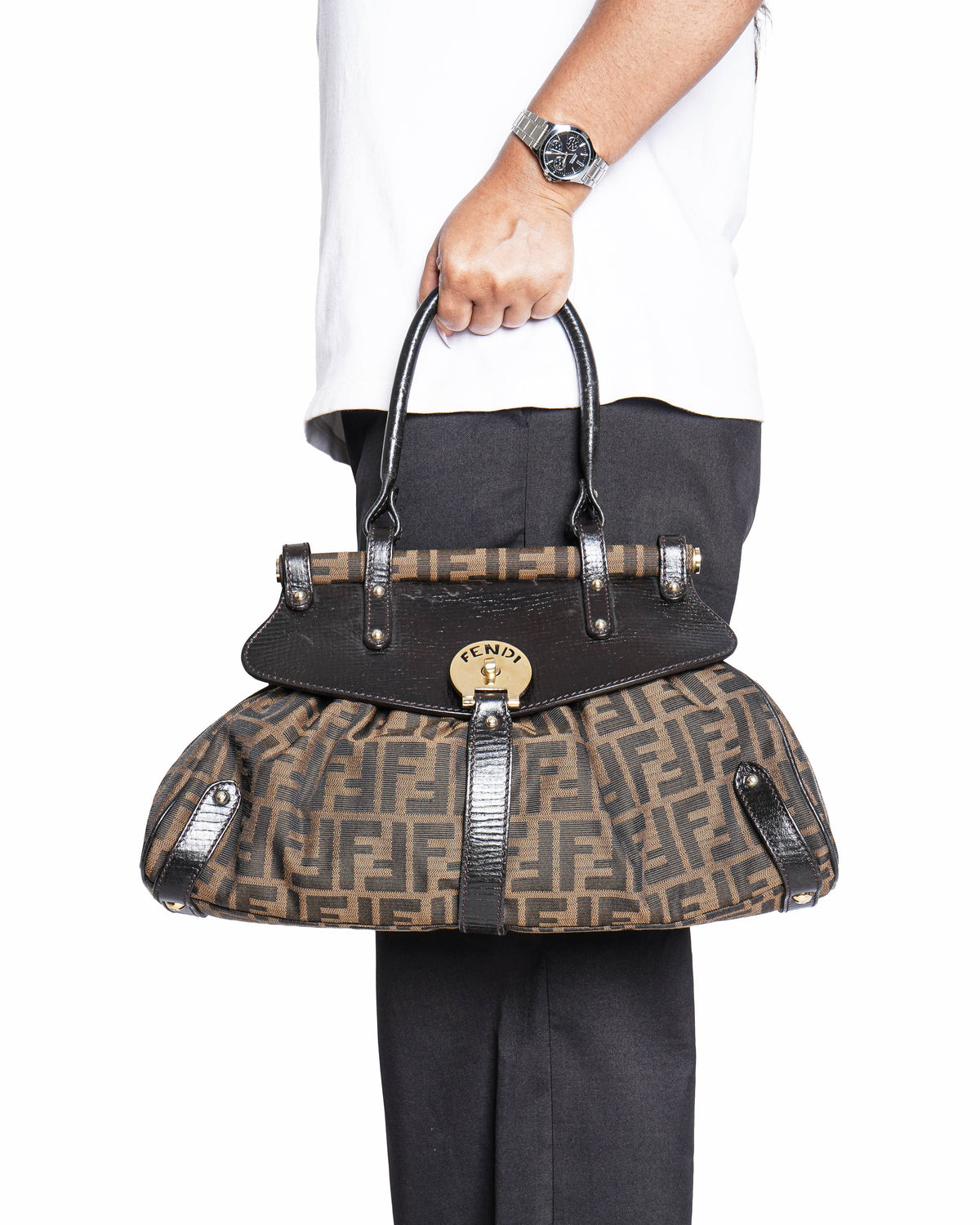 Fendi Tobacco Zucca Canvas Medium Magic Shoulder Bag