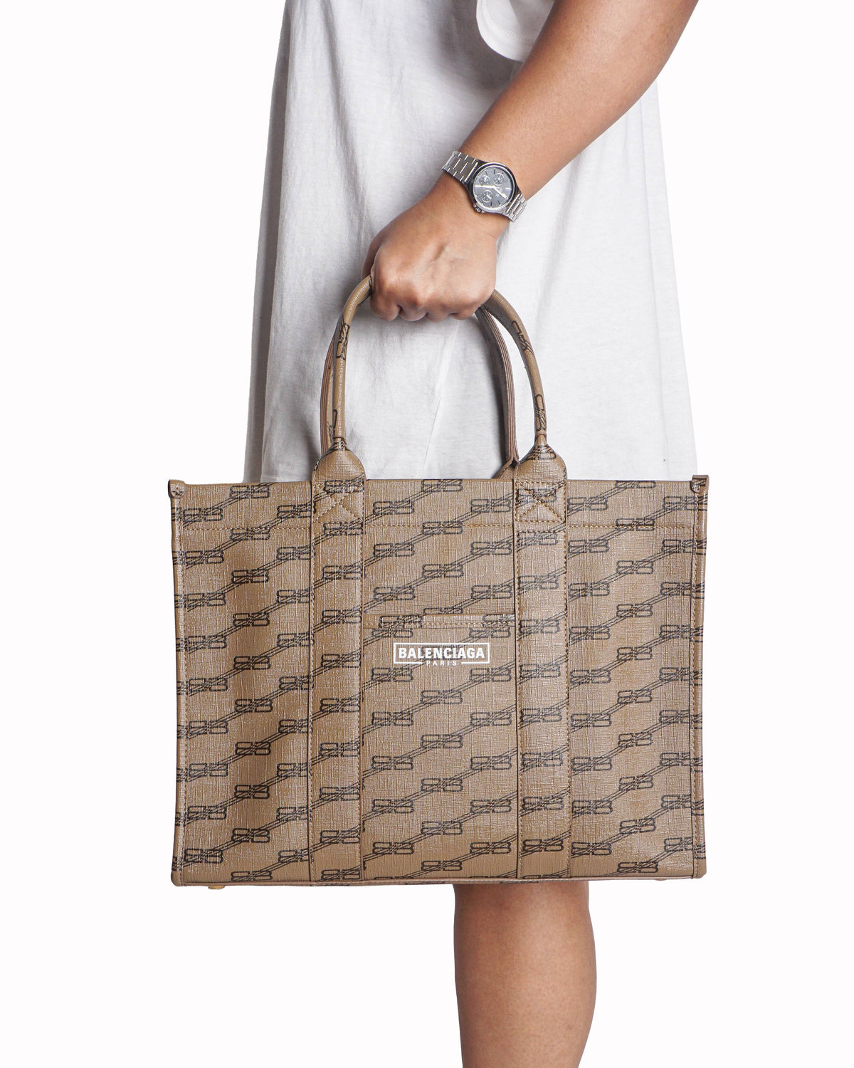 Balenciaga BB Monogram Canvas East-West Tote Bag