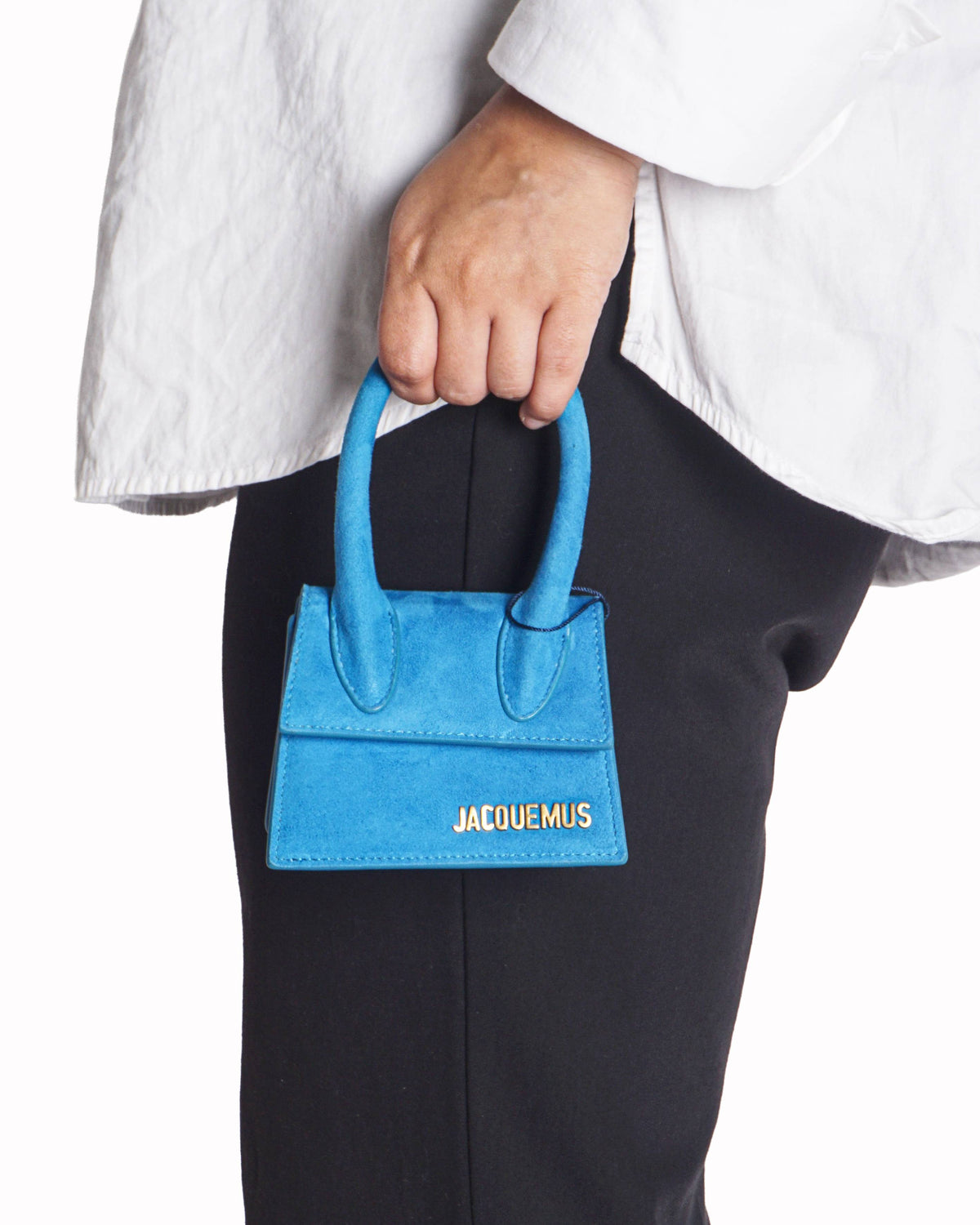 Jacquemus Le Chiquito Moyen Blue Suede Mini Handbag