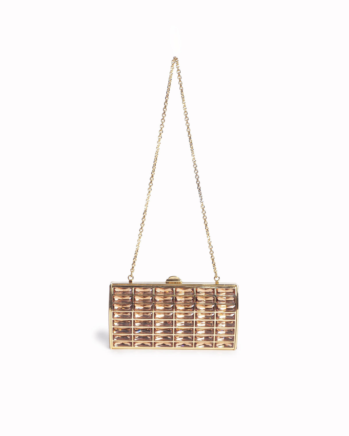 Judith Leiber Champagne Goddess Baguette Crystal Clutch