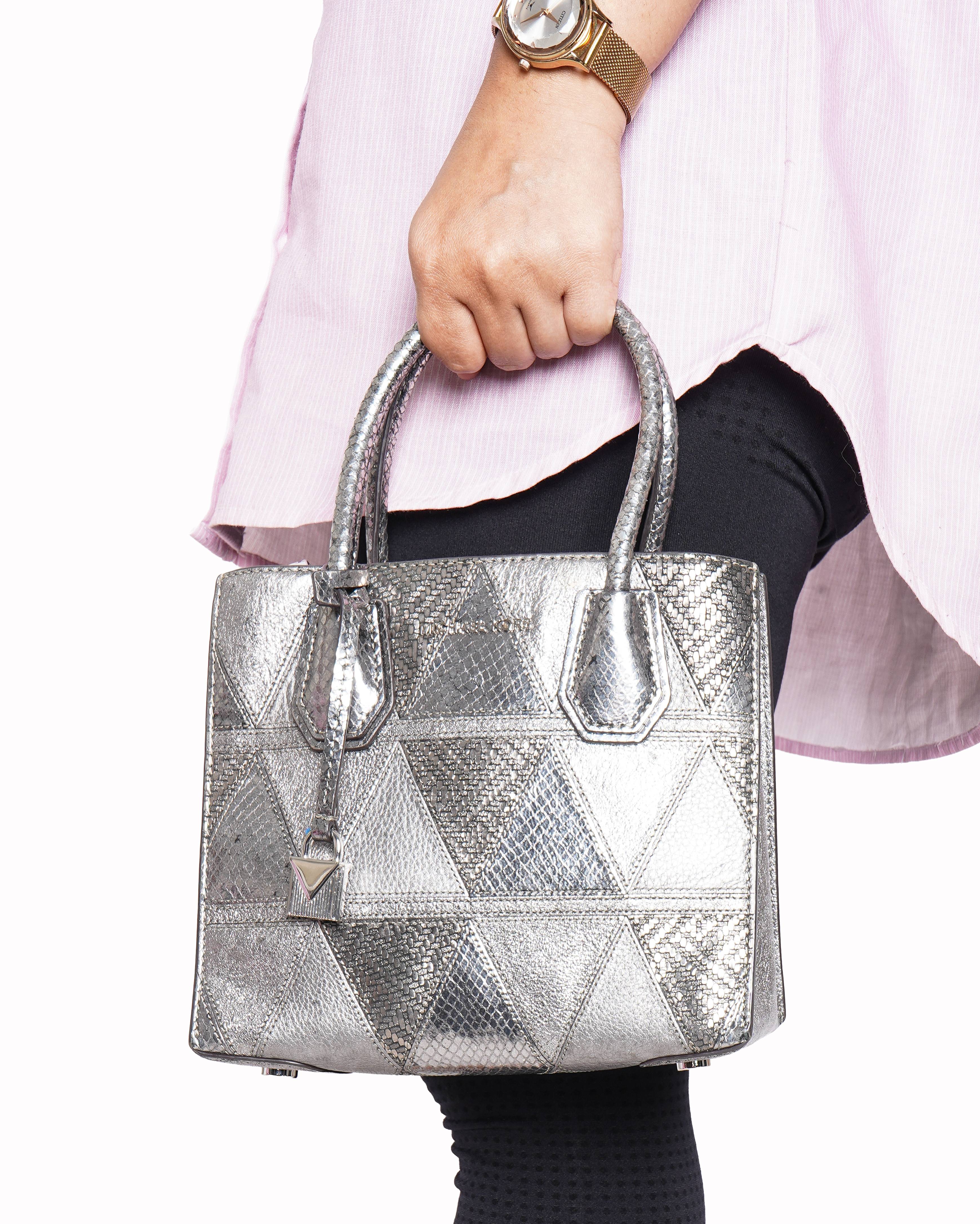 Michael Kors Mercer Metallic Patchwork Leather Crossbody