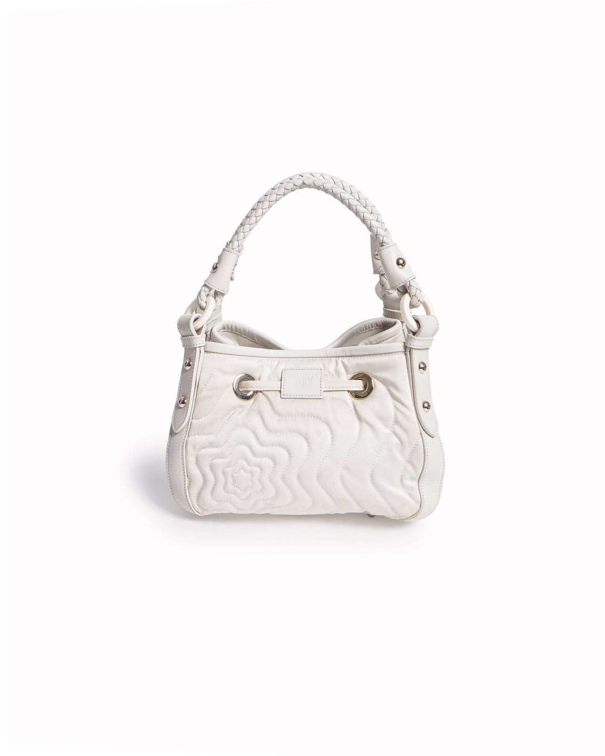 Montblanc White Nylon & Leather Starisma Dalila Drawstring Hobo