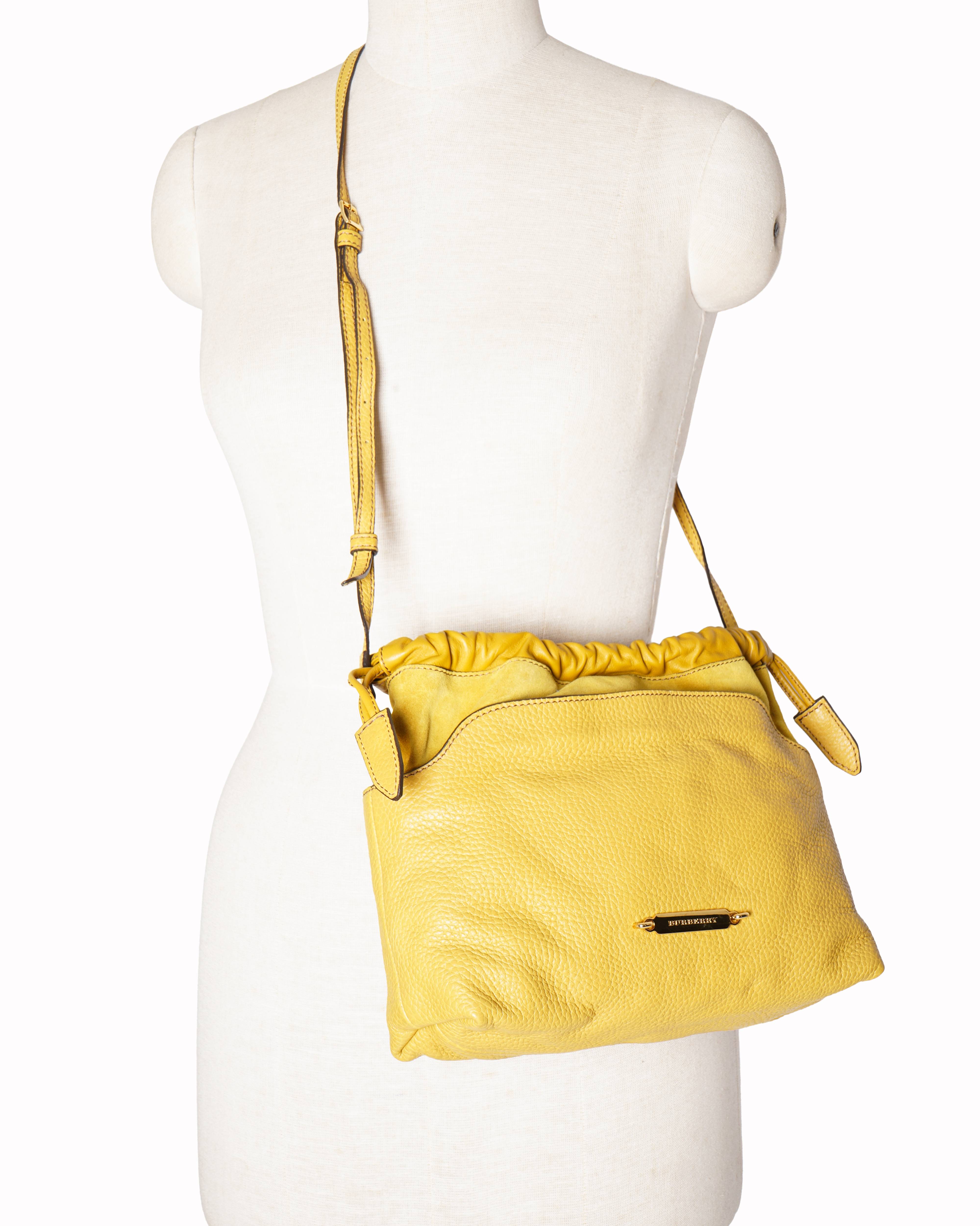 Burberry Mustard Yellow Pebbled Leather Little Crush Crossbody Bag