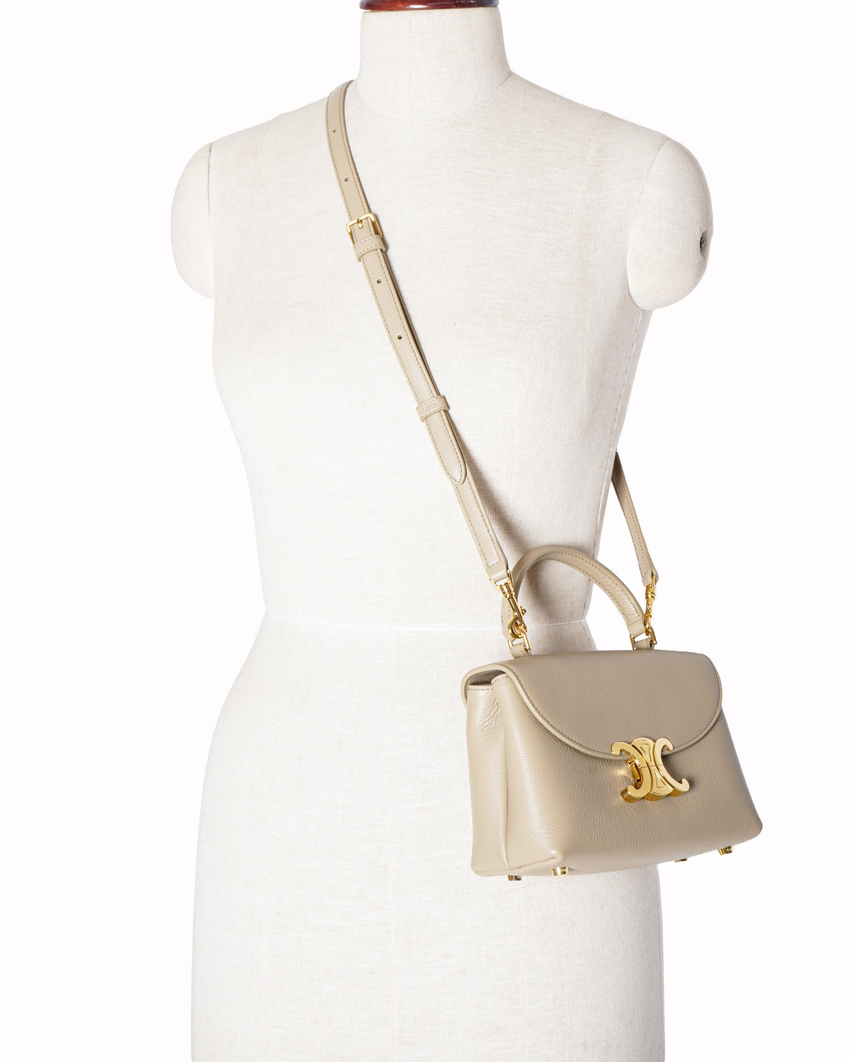 Celine Triomphe Grained Calfskin Top Handle Bag
